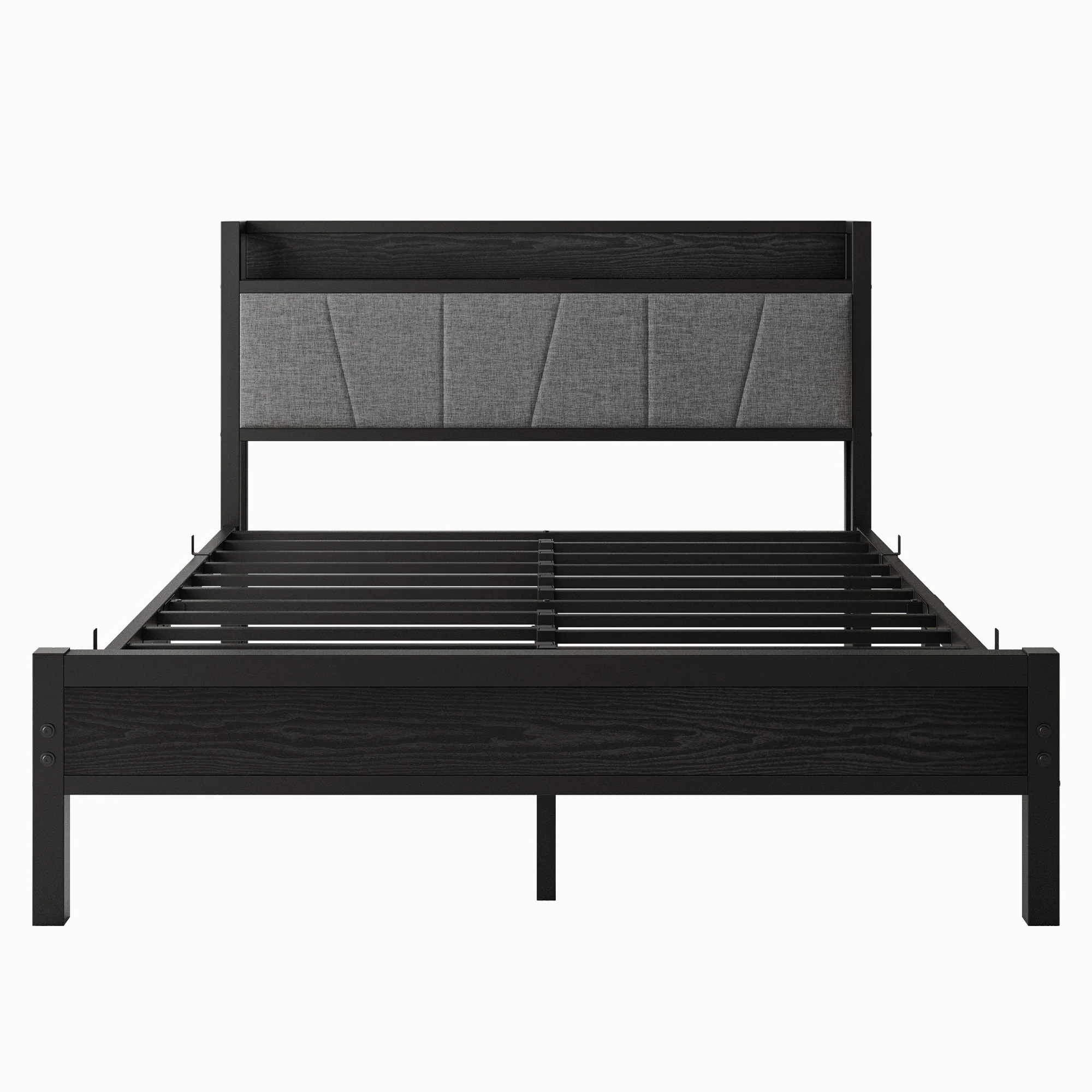 Queen Size Bed Frame with Storage Headboard and Charging Station - Image 10