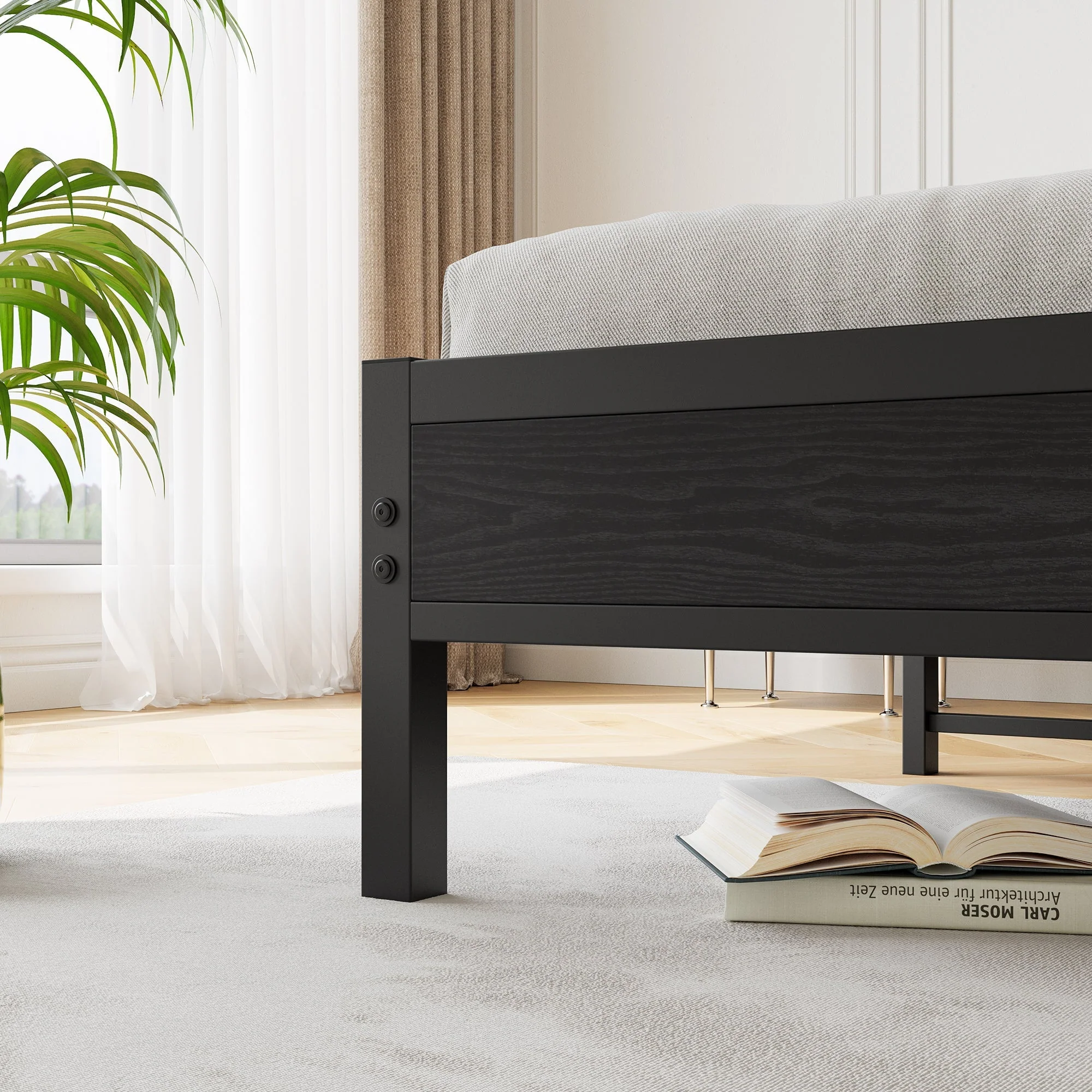 Queen Size Bed Frame with Storage Headboard and Charging Station - Image 5
