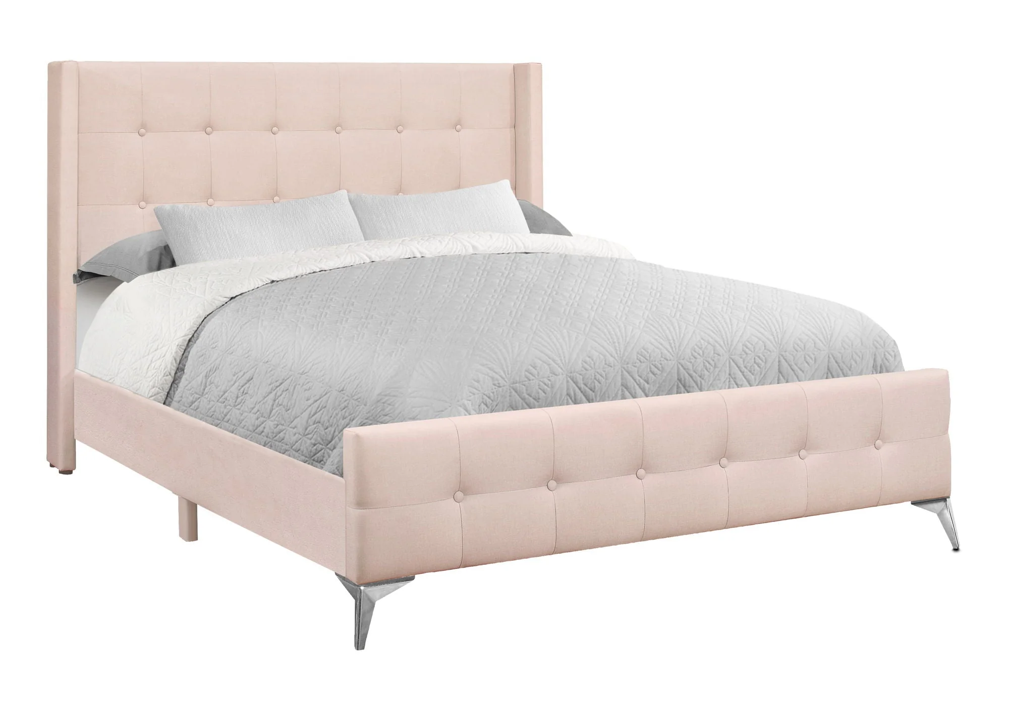 Queen Size Bed Upholstered - Pink - Image 2