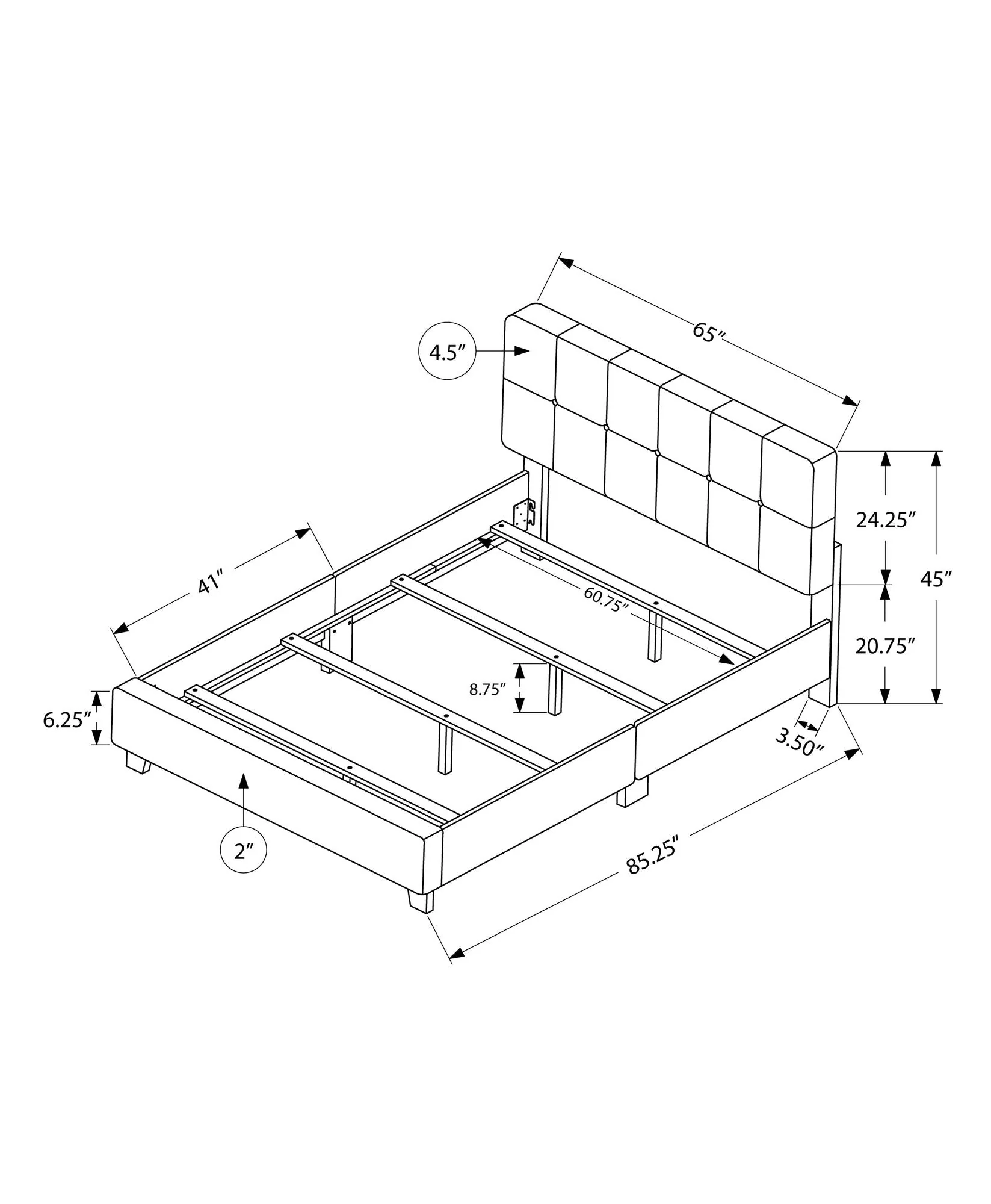 Queen Size Bed, Upholstered, Transitional - Beige - Image 4