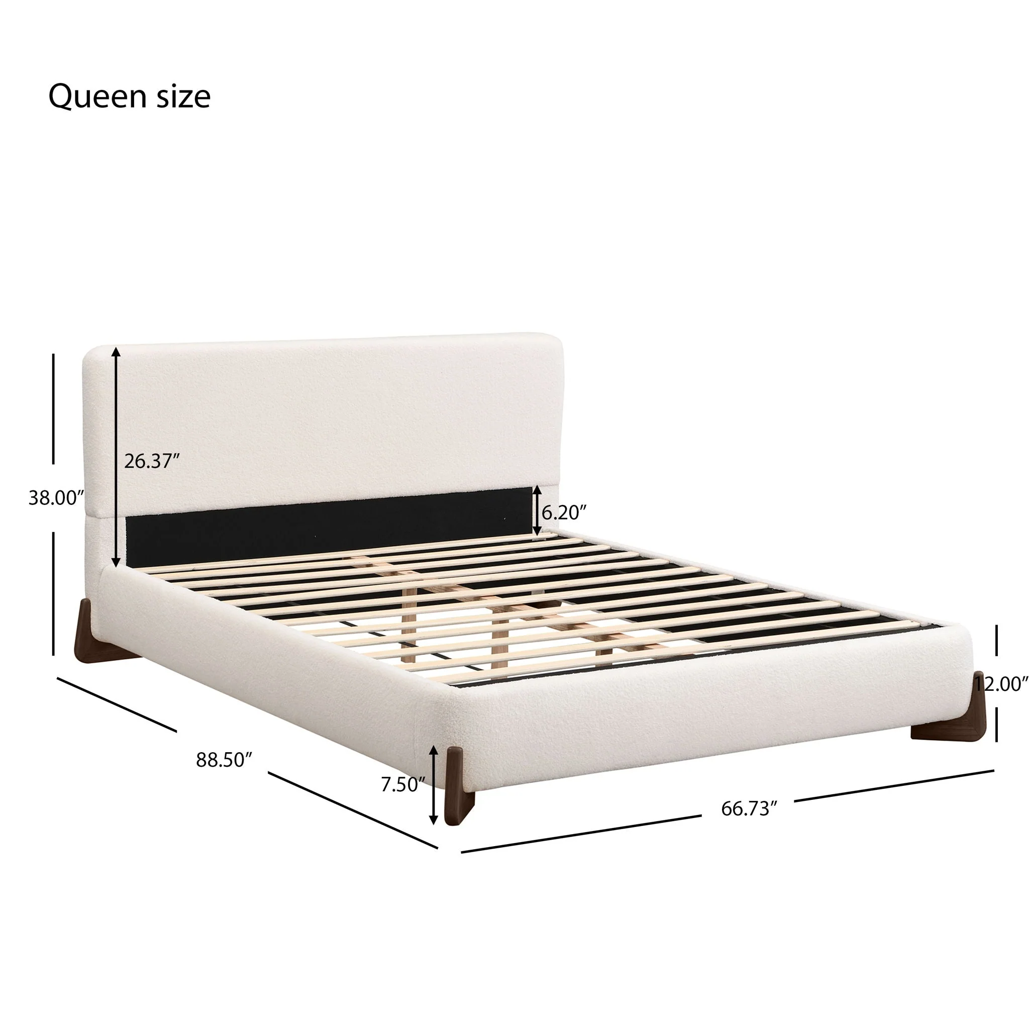 Queen Size Elegant Terry Upholstered Bed - White - Image 2