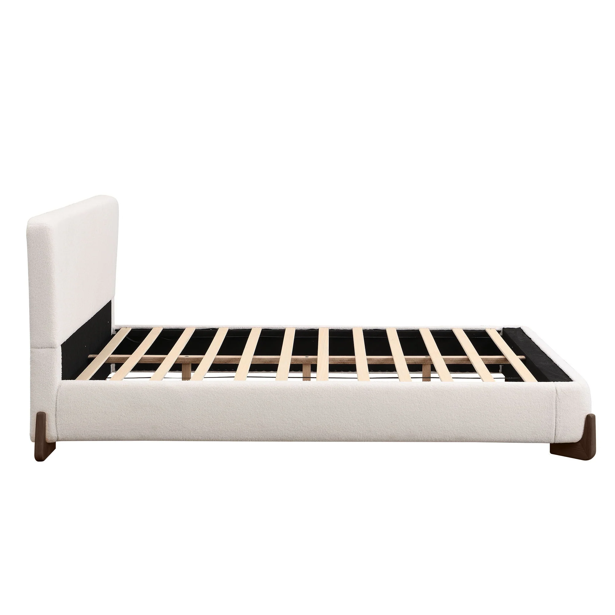 Queen Size Elegant Terry Upholstered Bed - White - Image 4