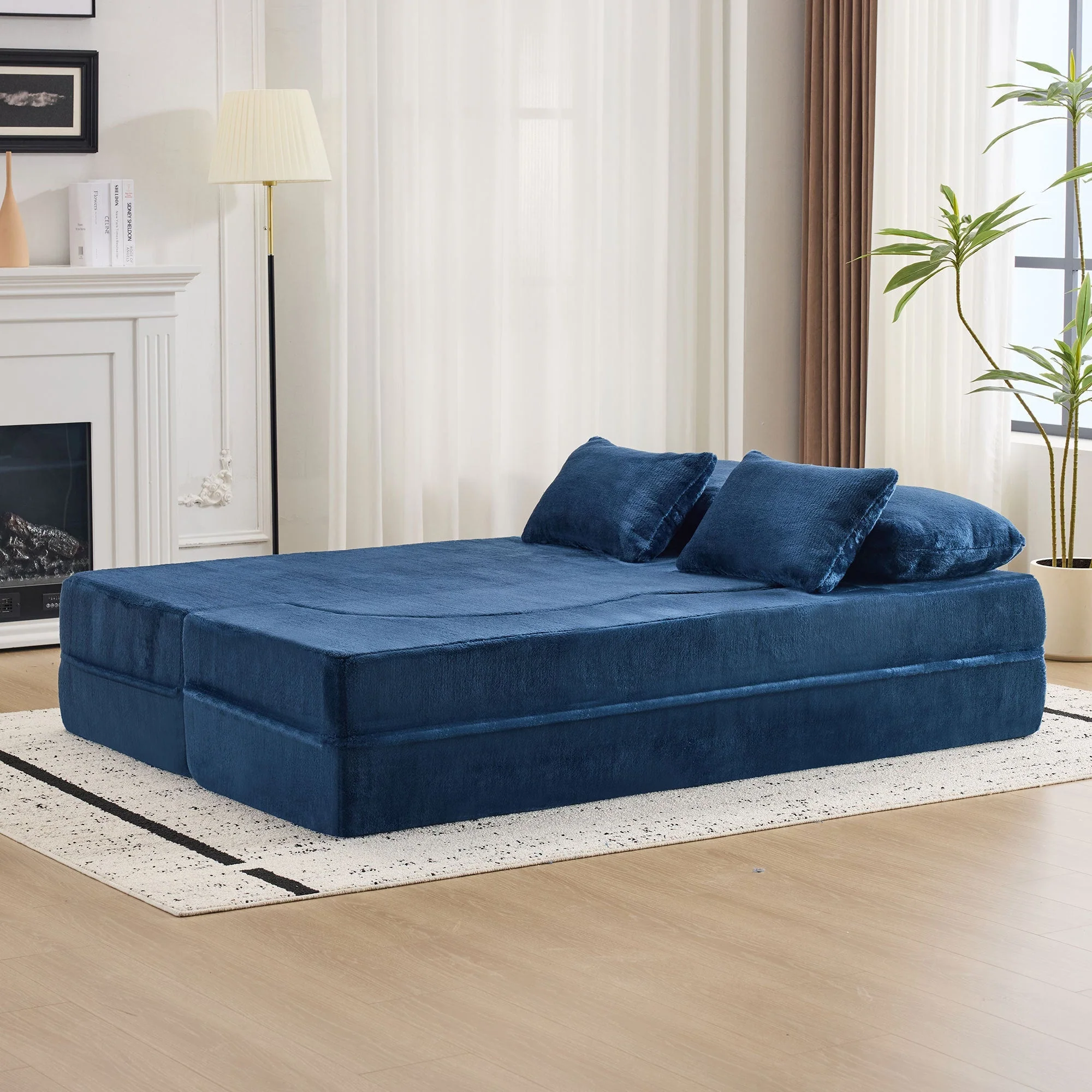 Queen Size Foldable Sofa Bed Chenille Futon Couch - Image 10