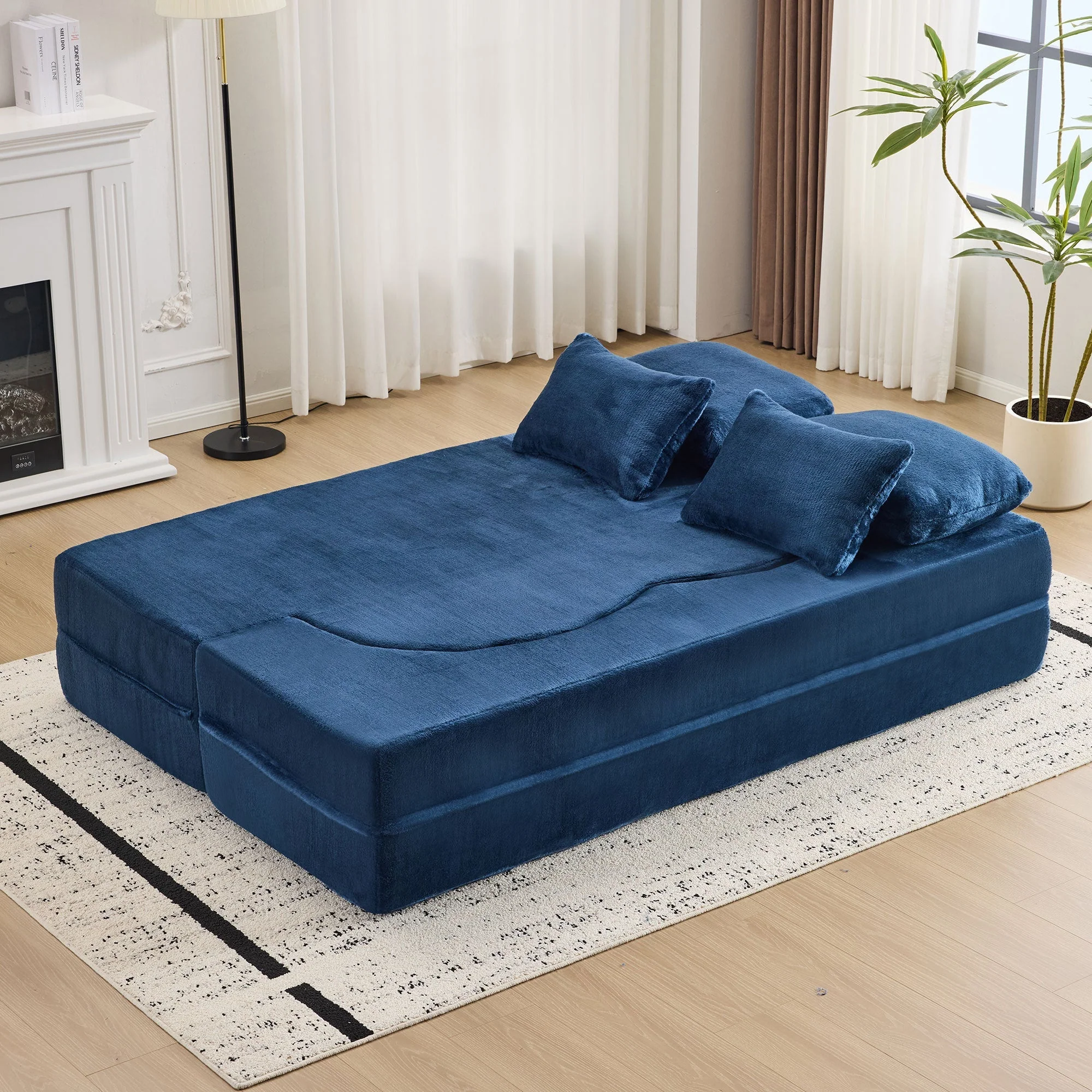 Queen Size Foldable Sofa Bed Chenille Futon Couch - Image 11