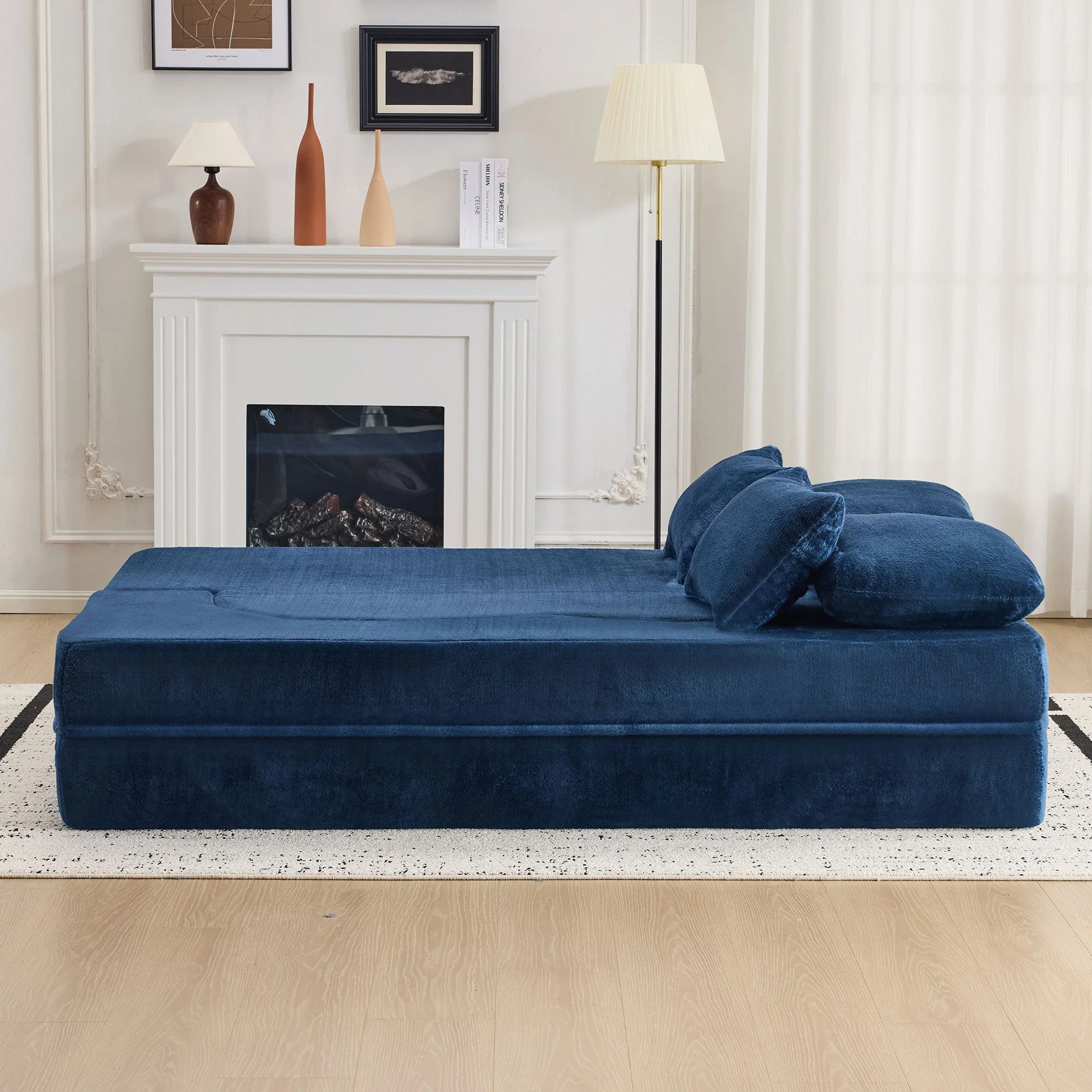 Queen Size Foldable Sofa Bed Chenille Futon Couch - Image 12