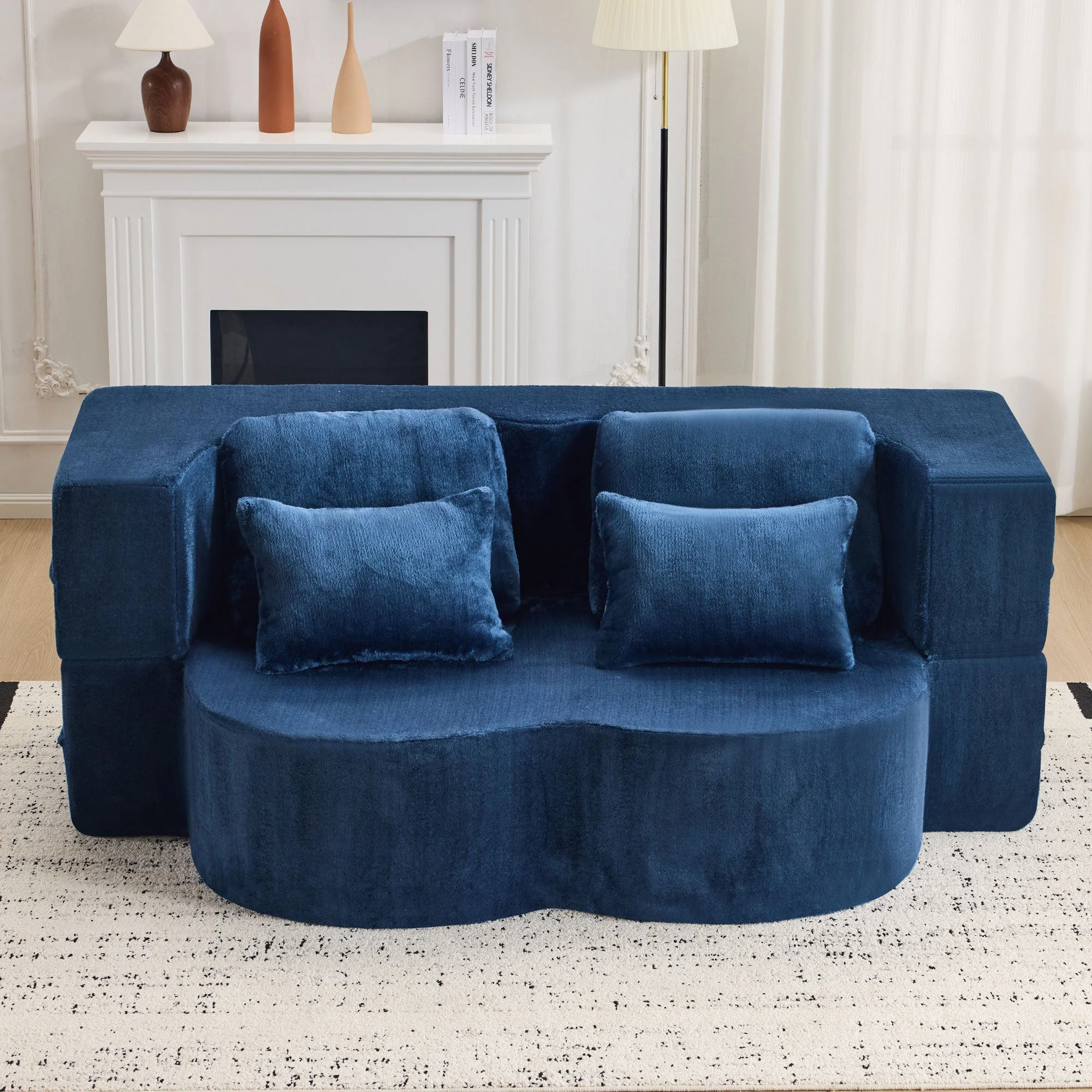Queen Size Foldable Sofa Bed Chenille Futon Couch - Image 16