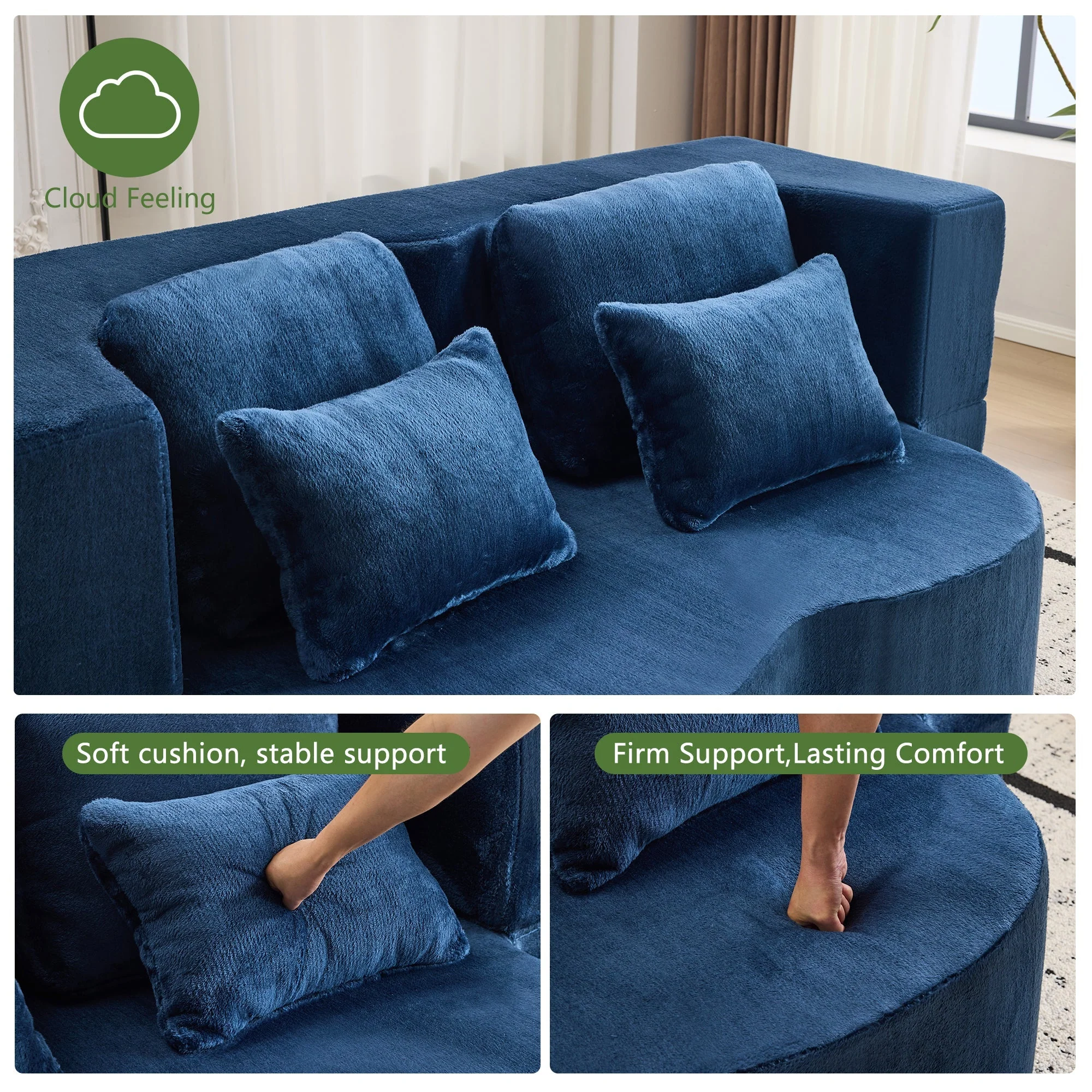 Queen Size Foldable Sofa Bed Chenille Futon Couch - Image 3