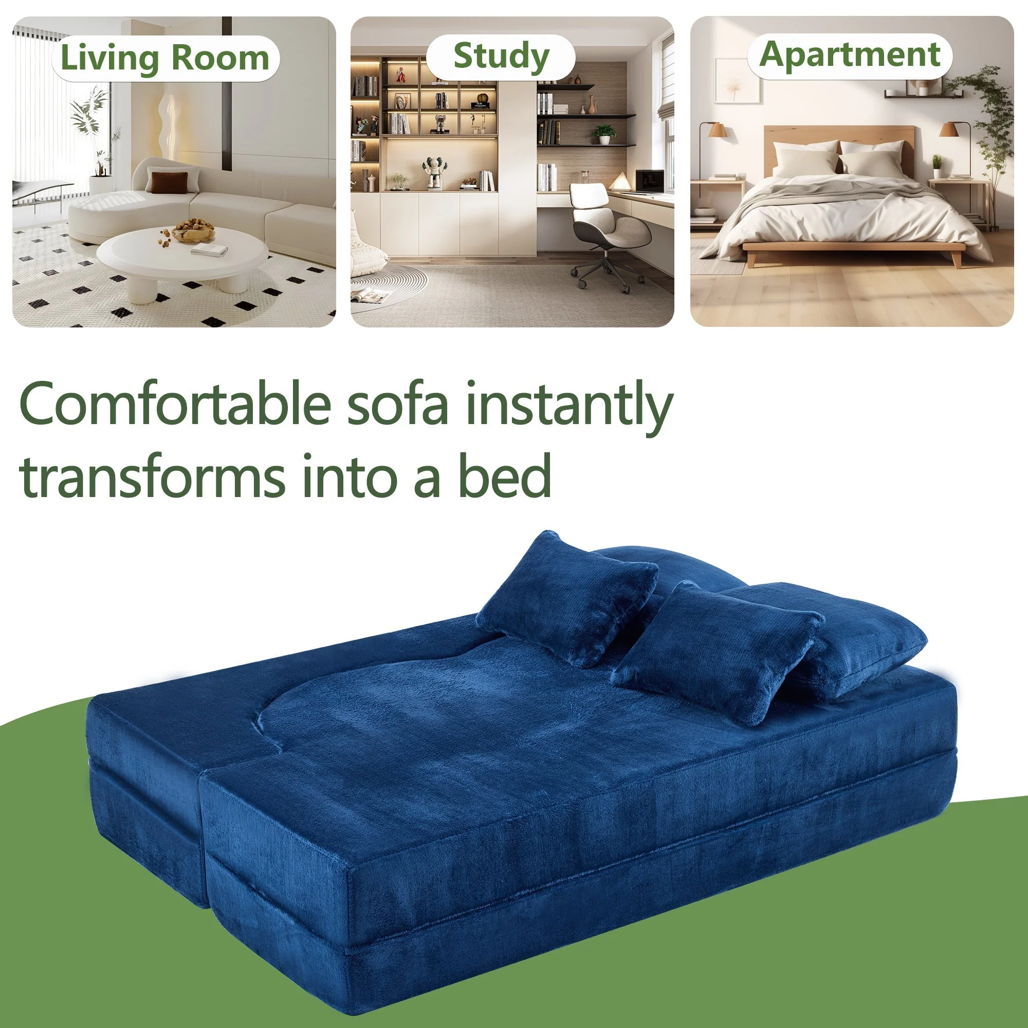 Queen Size Foldable Sofa Bed Chenille Futon Couch - Image 6