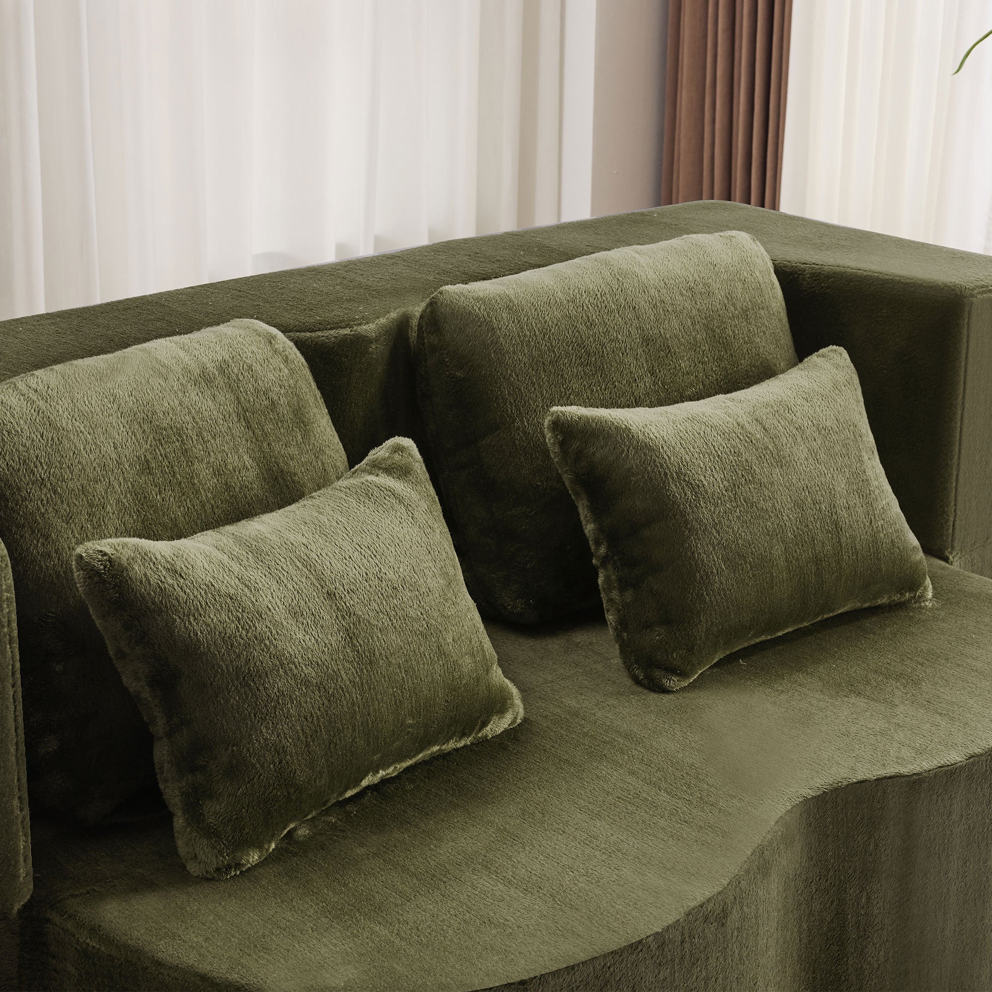 Queen Size Foldable Sofa Bed Chenille Futon Sofa Couch - Image 12