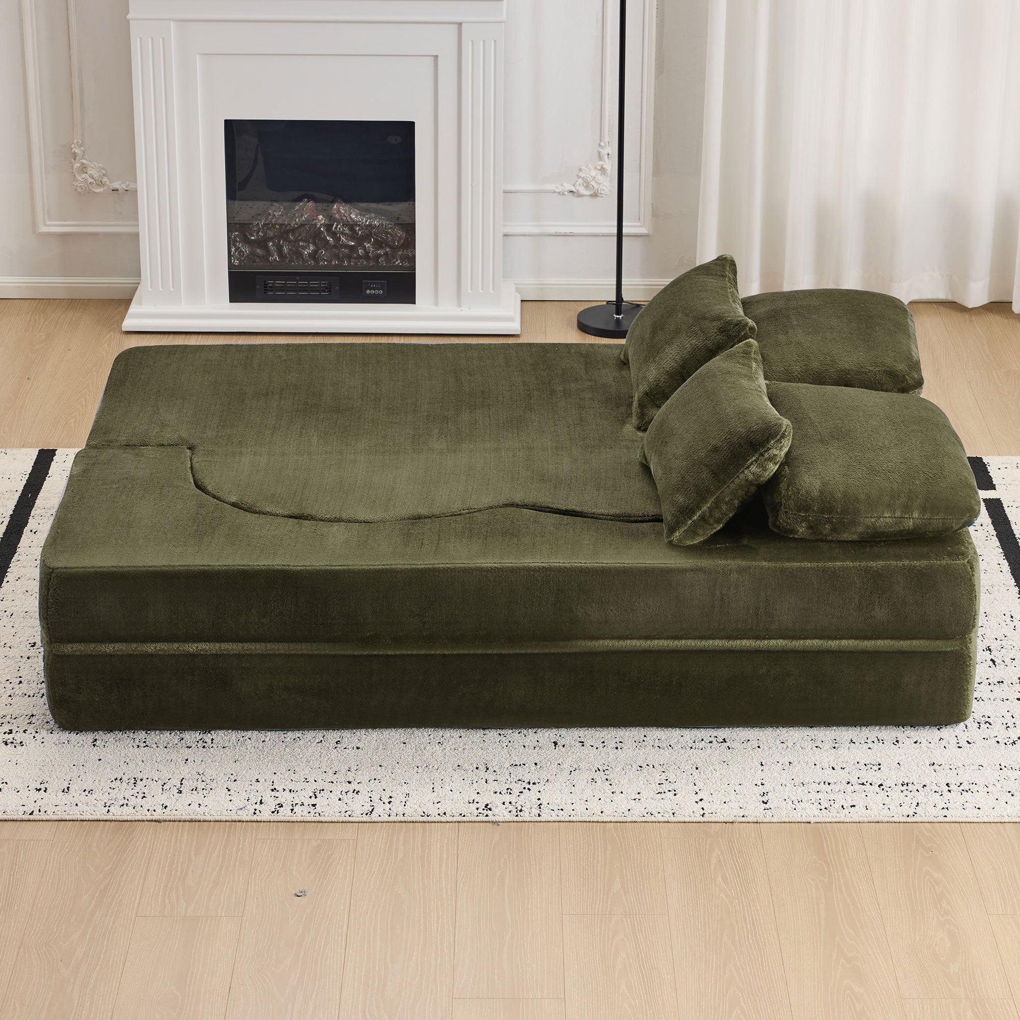 Queen Size Foldable Sofa Bed Chenille Futon Sofa Couch - Image 13