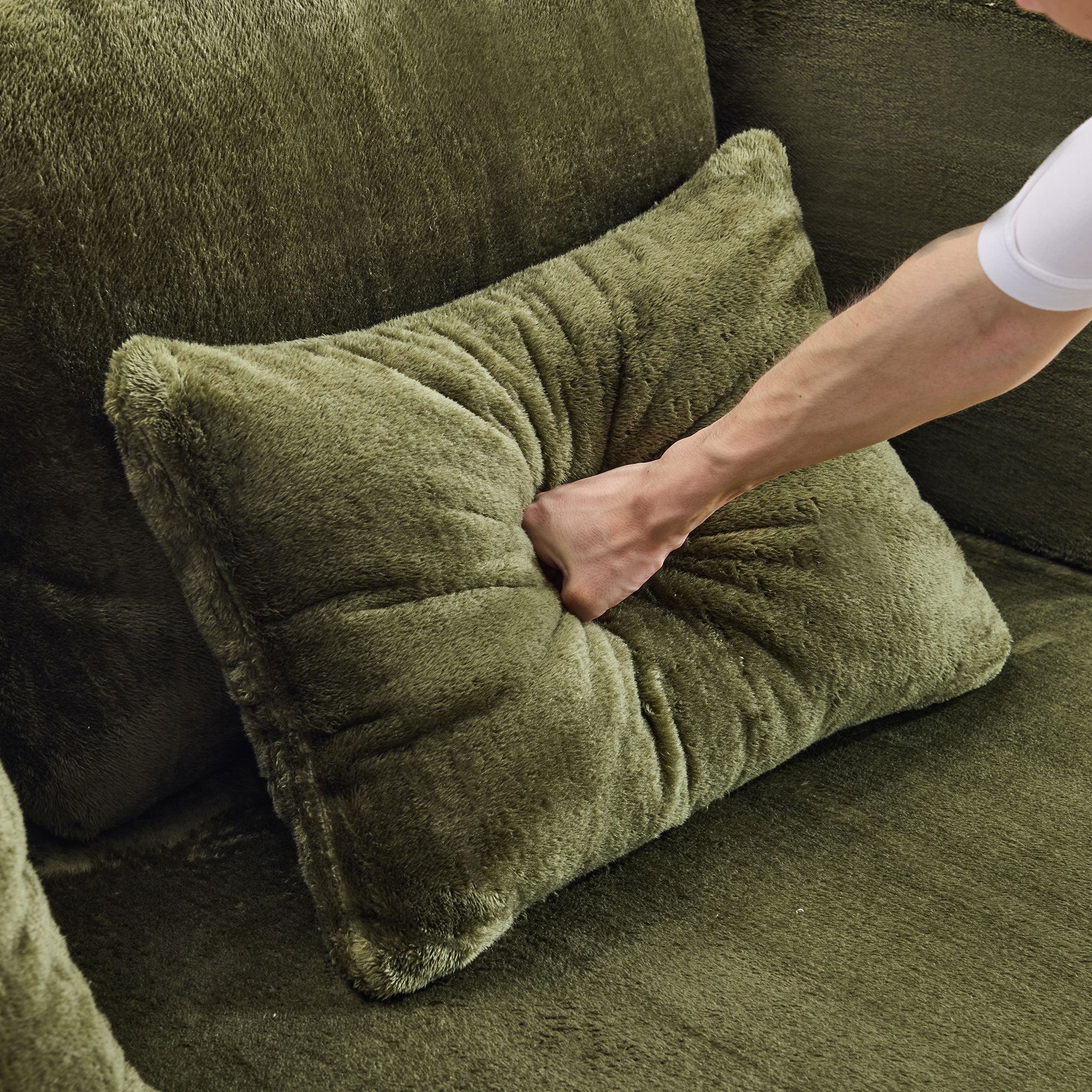 Queen Size Foldable Sofa Bed Chenille Futon Sofa Couch - Image 17