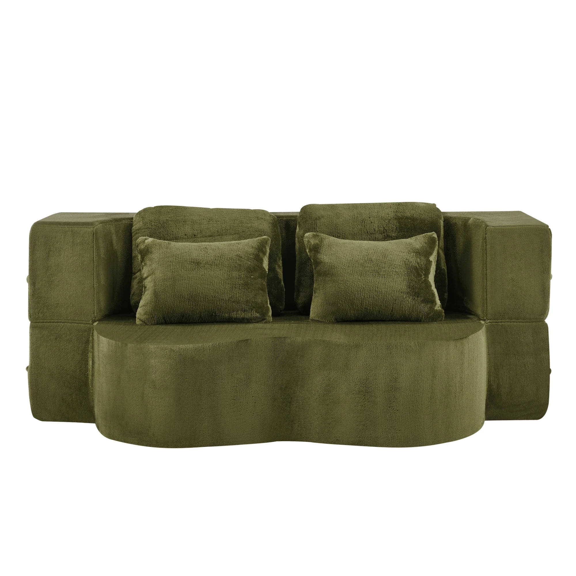 Queen Size Foldable Sofa Bed Chenille Futon Sofa Couch - Image 26