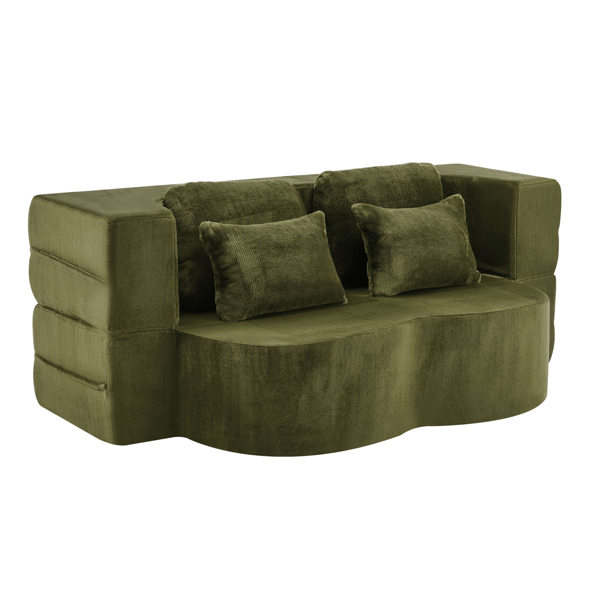 Queen Size Foldable Sofa Bed Chenille Futon Sofa Couch - Image 27