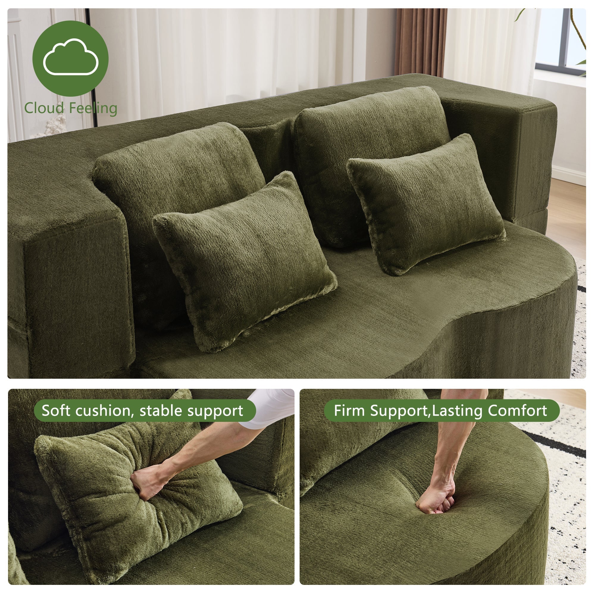 Queen Size Foldable Sofa Bed Chenille Futon Sofa Couch - Image 7