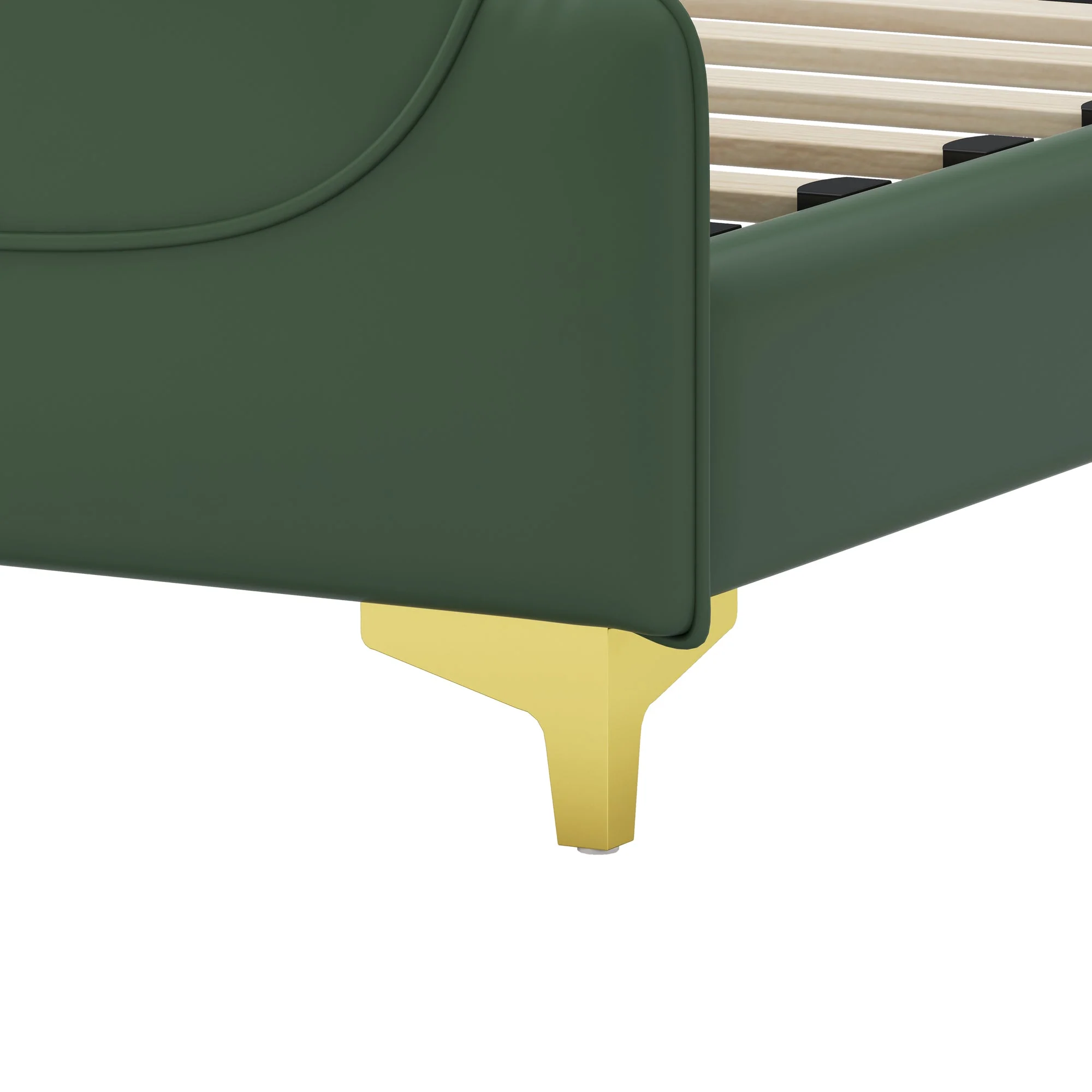 Queen Size Leather Bed Frame with Wingback Headboard & Footboard - Image 12