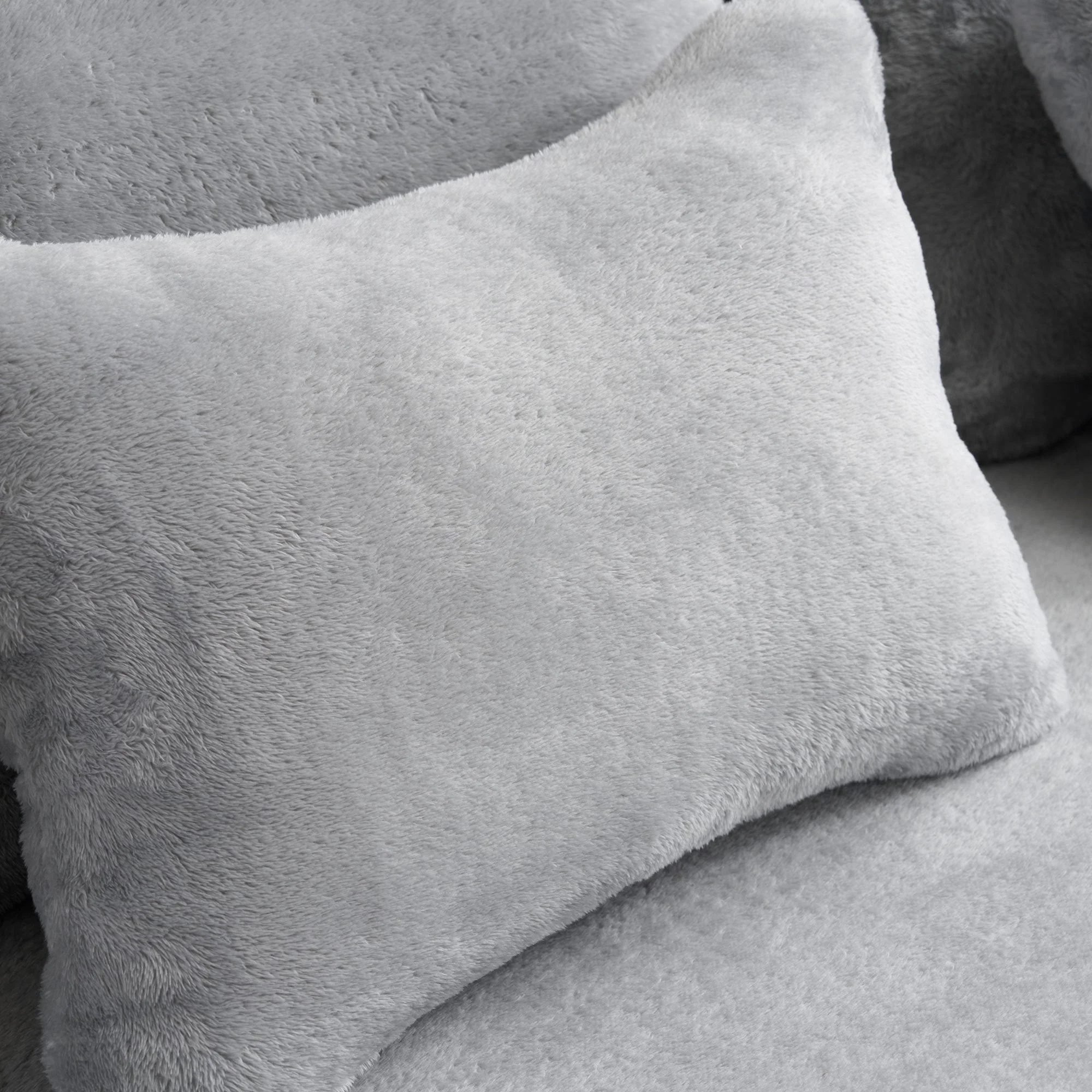 Queen Size Modern Light Grey Floor Sofa with 4 Pillows - Image 12