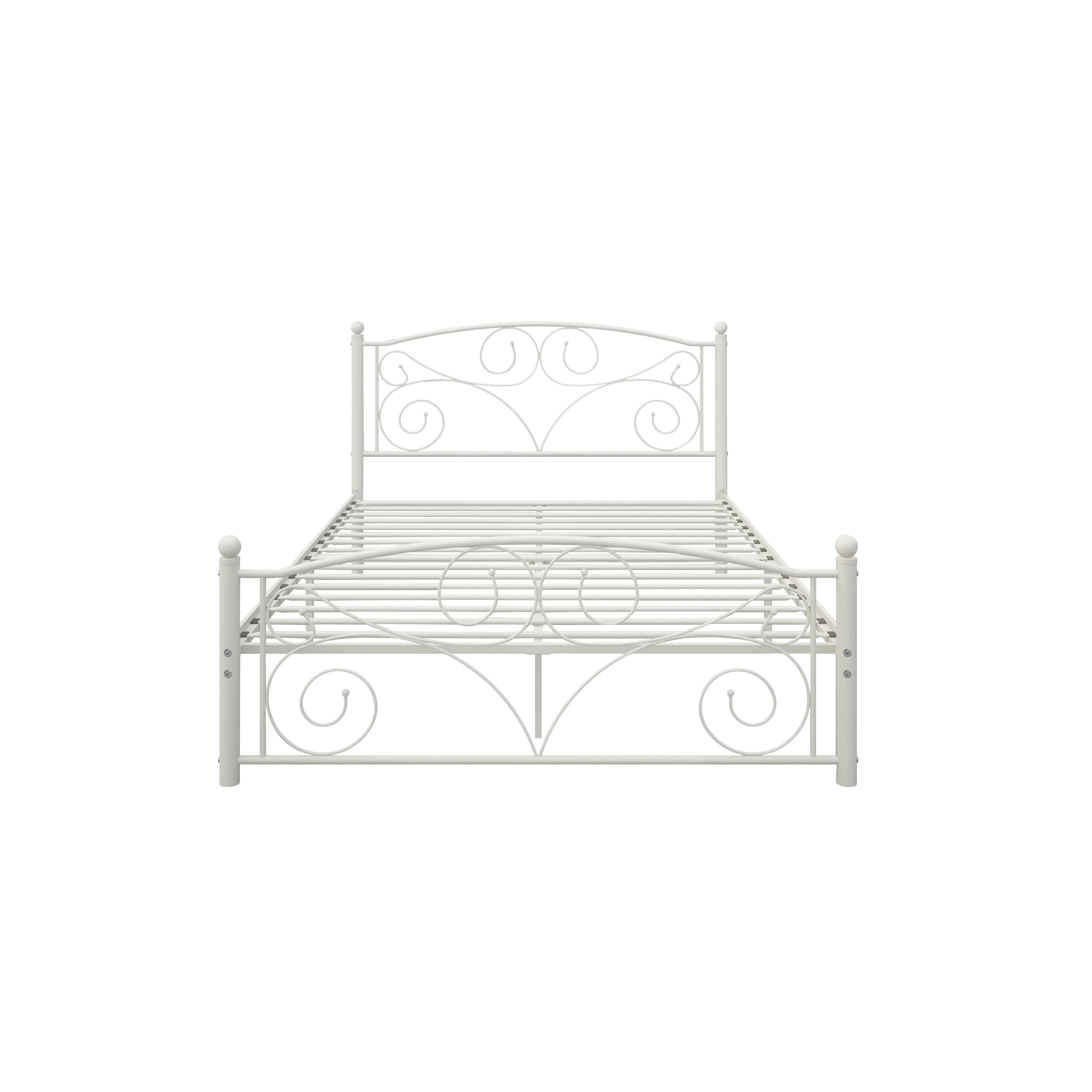 Queen Size Unique Flower Sturdy System Metal Bed Frame with Headboard and Footboard - Image 2