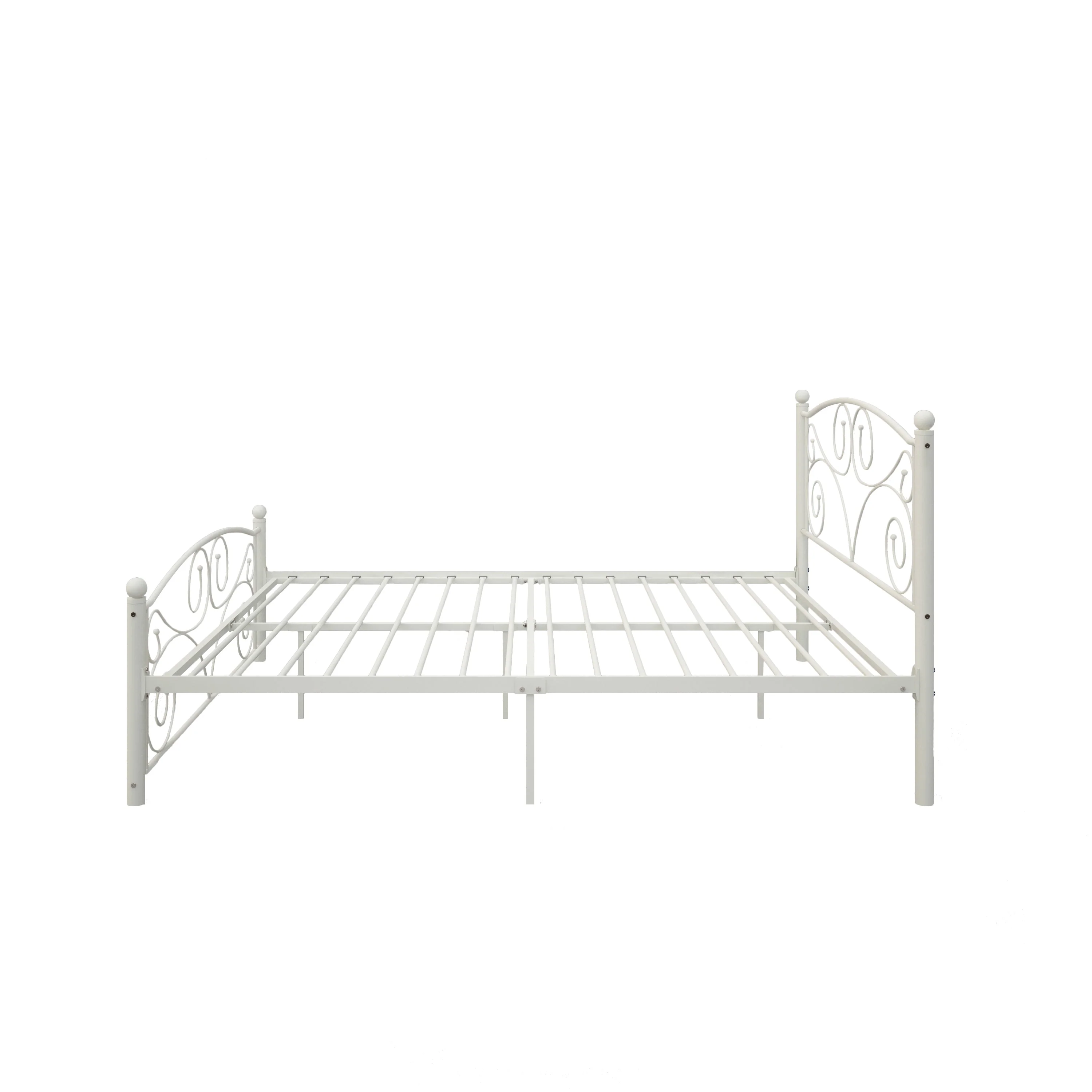 Queen Size Unique Flower Sturdy System Metal Bed Frame with Headboard and Footboard - Image 4