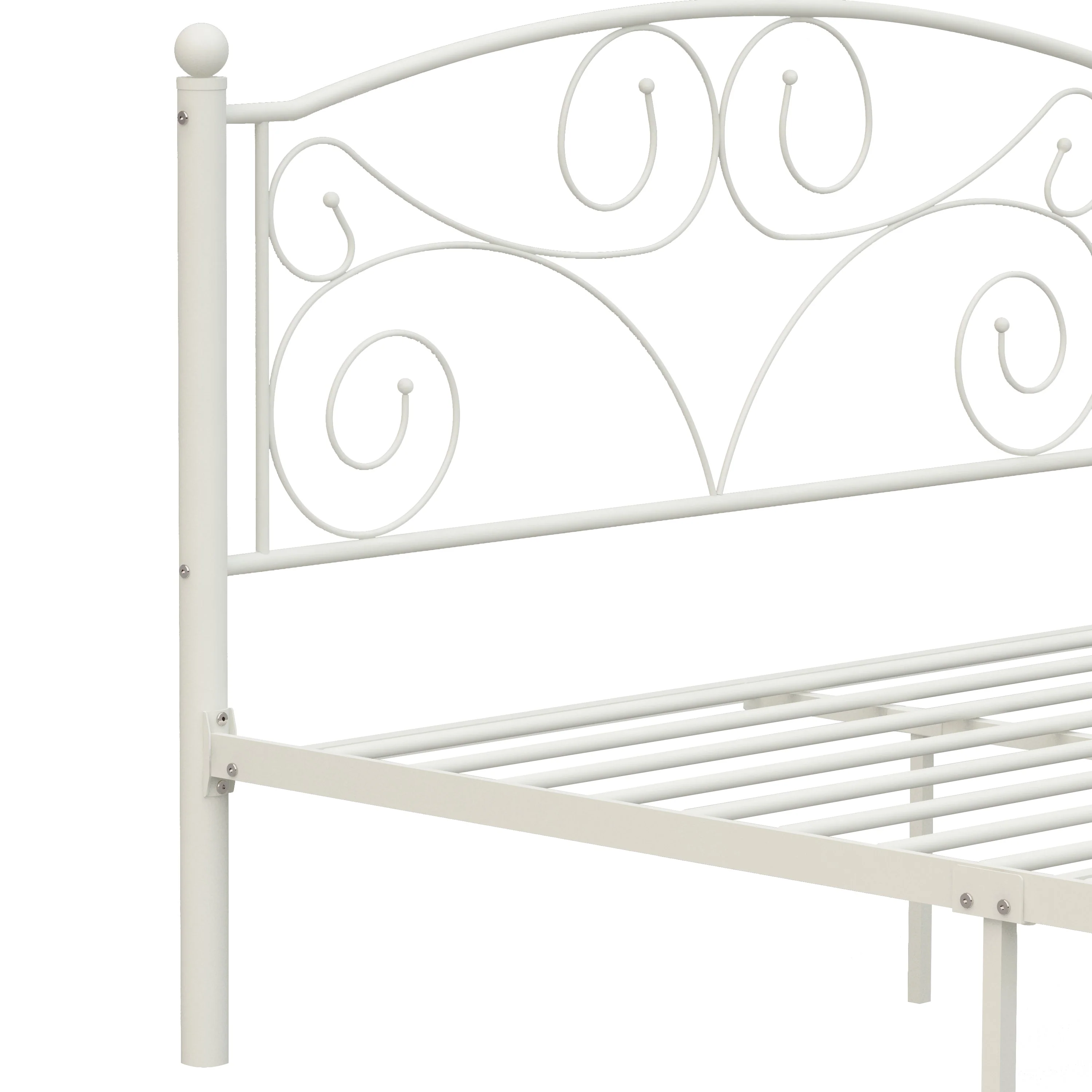 Queen Size Unique Flower Sturdy System Metal Bed Frame with Headboard and Footboard - Image 7