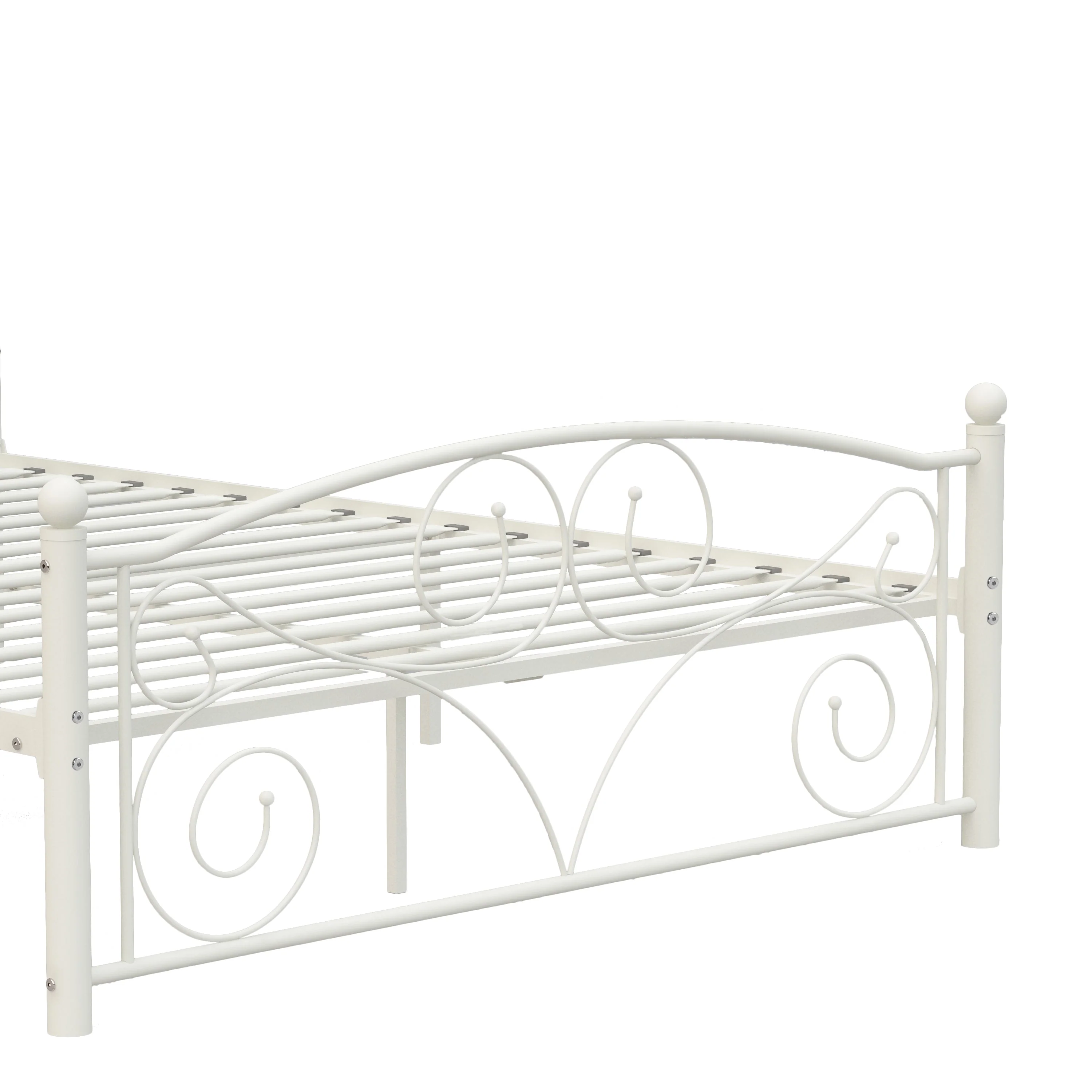 Queen Size Unique Flower Sturdy System Metal Bed Frame with Headboard and Footboard - Image 8