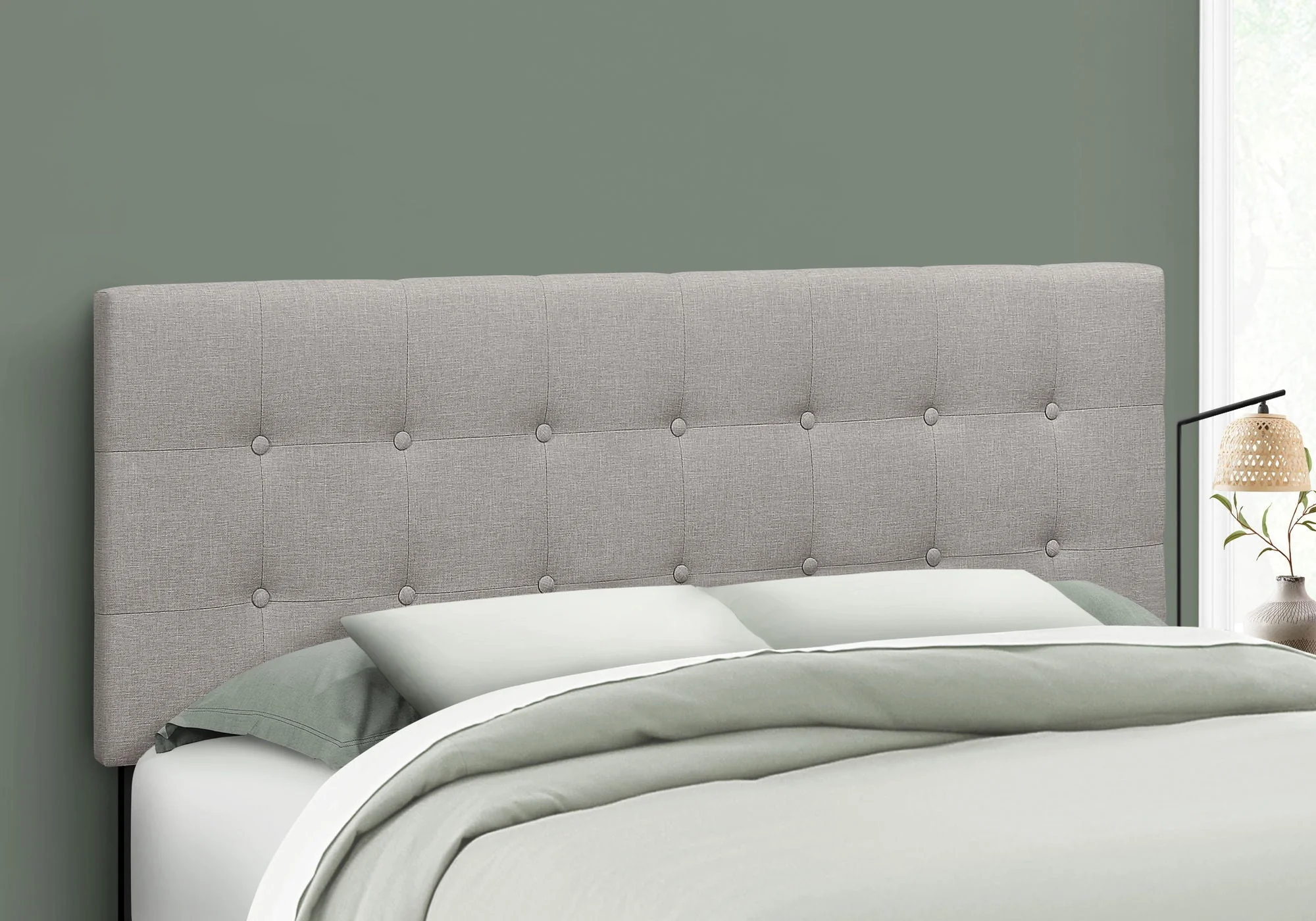 Queen Size Upholstered Gray Headboard