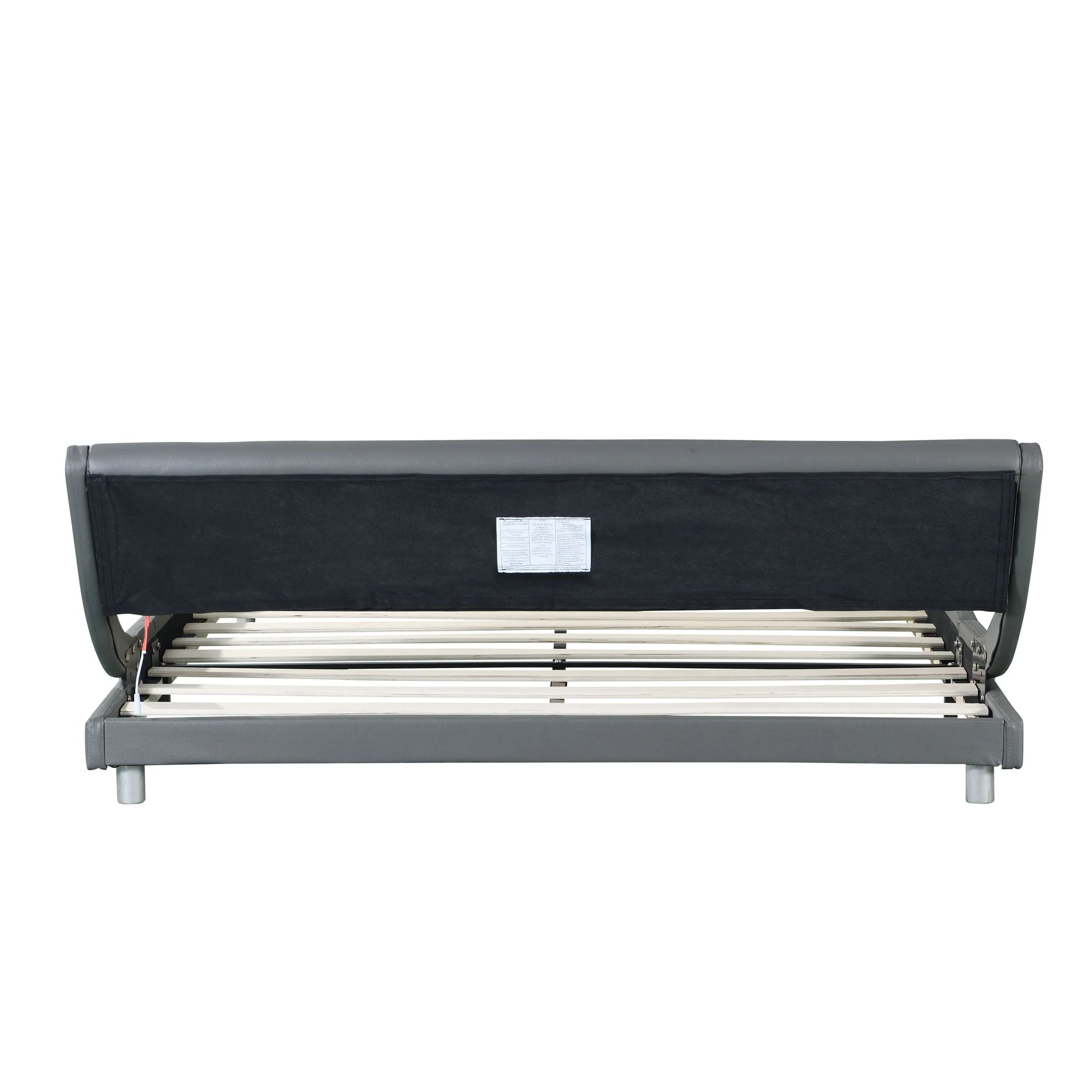 Queen Size Upholstered Platform Bed Frame With LED Lighting, Curve Design, Wood Slat Support, No Box Spring Needed - Gray - Image 4