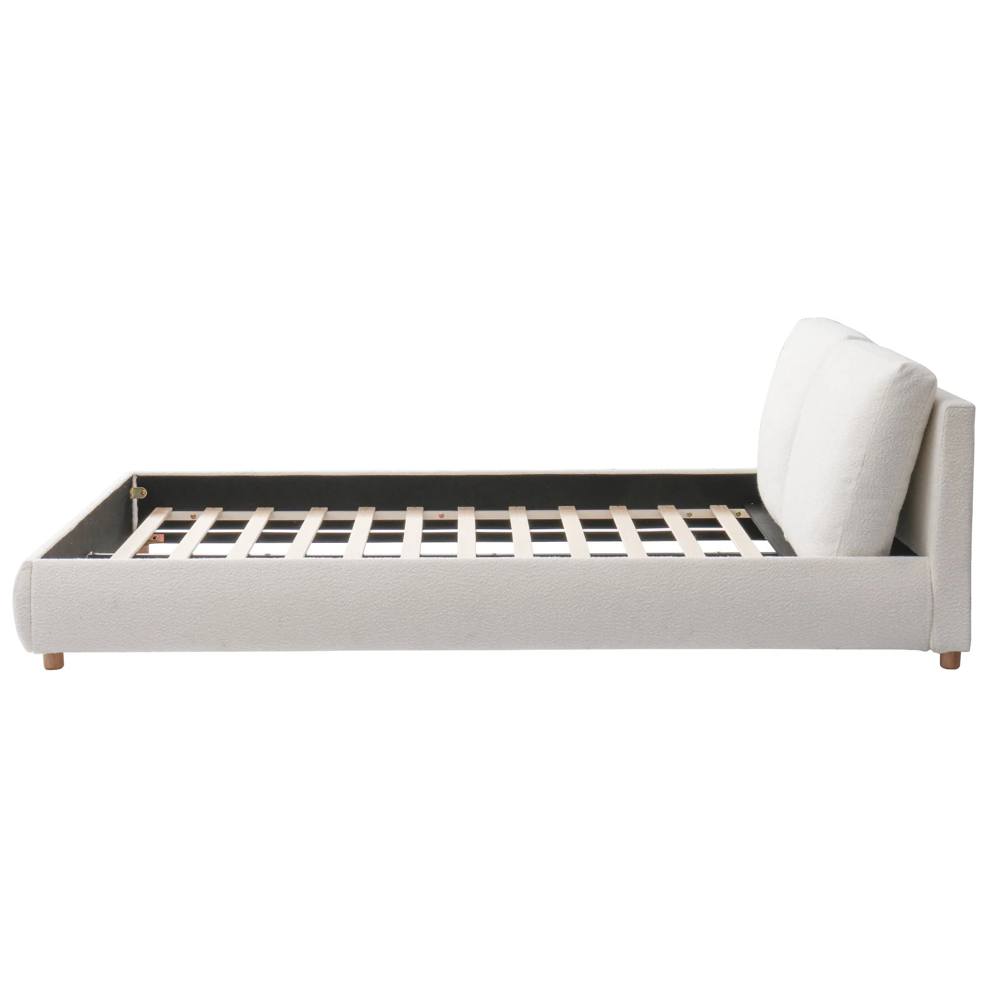 Queen Size Upholstered Platform Bed with Two Removable Pillow Headboard - Image 10