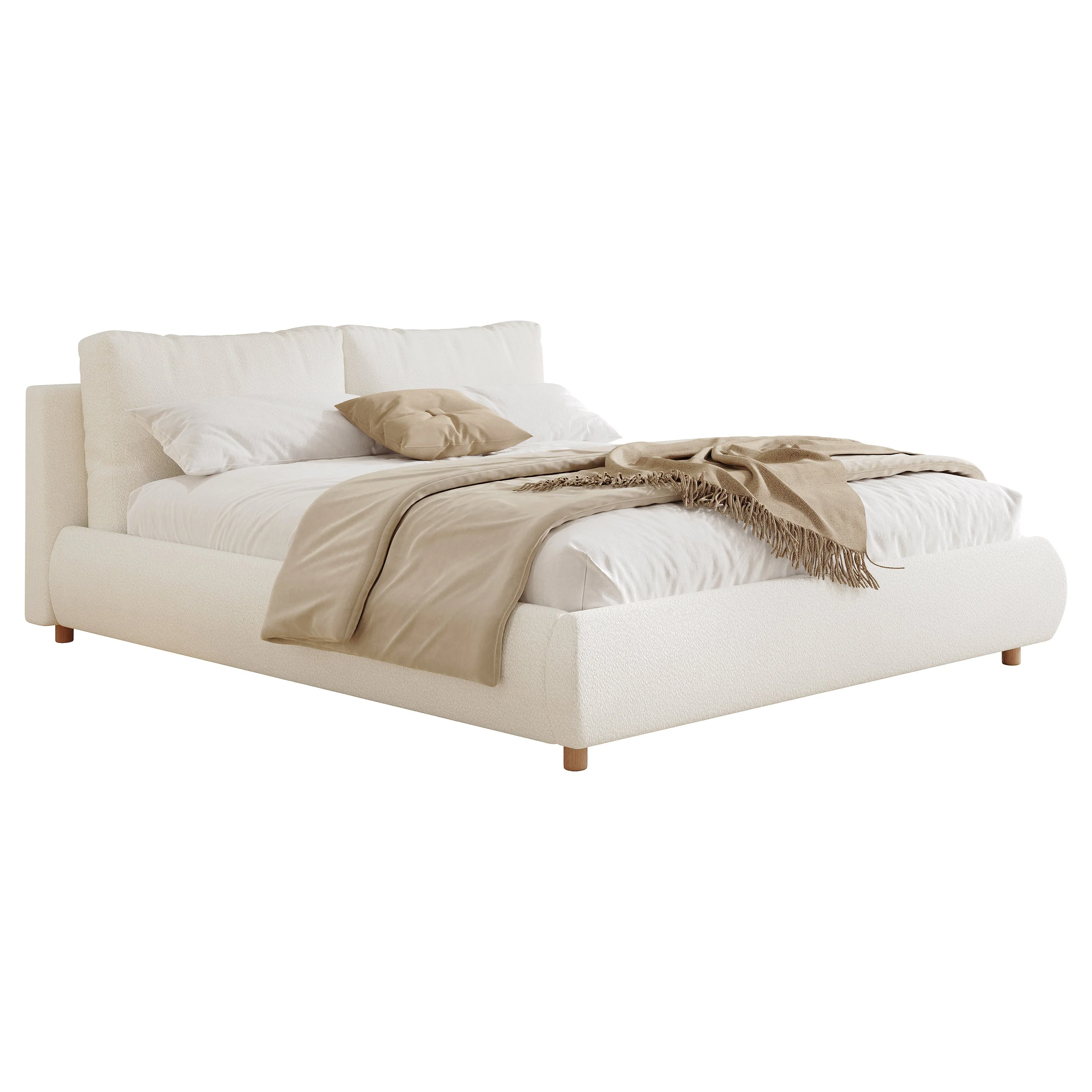 Queen Size Upholstered Platform Bed with Two Removable Pillow Headboard - Image 7