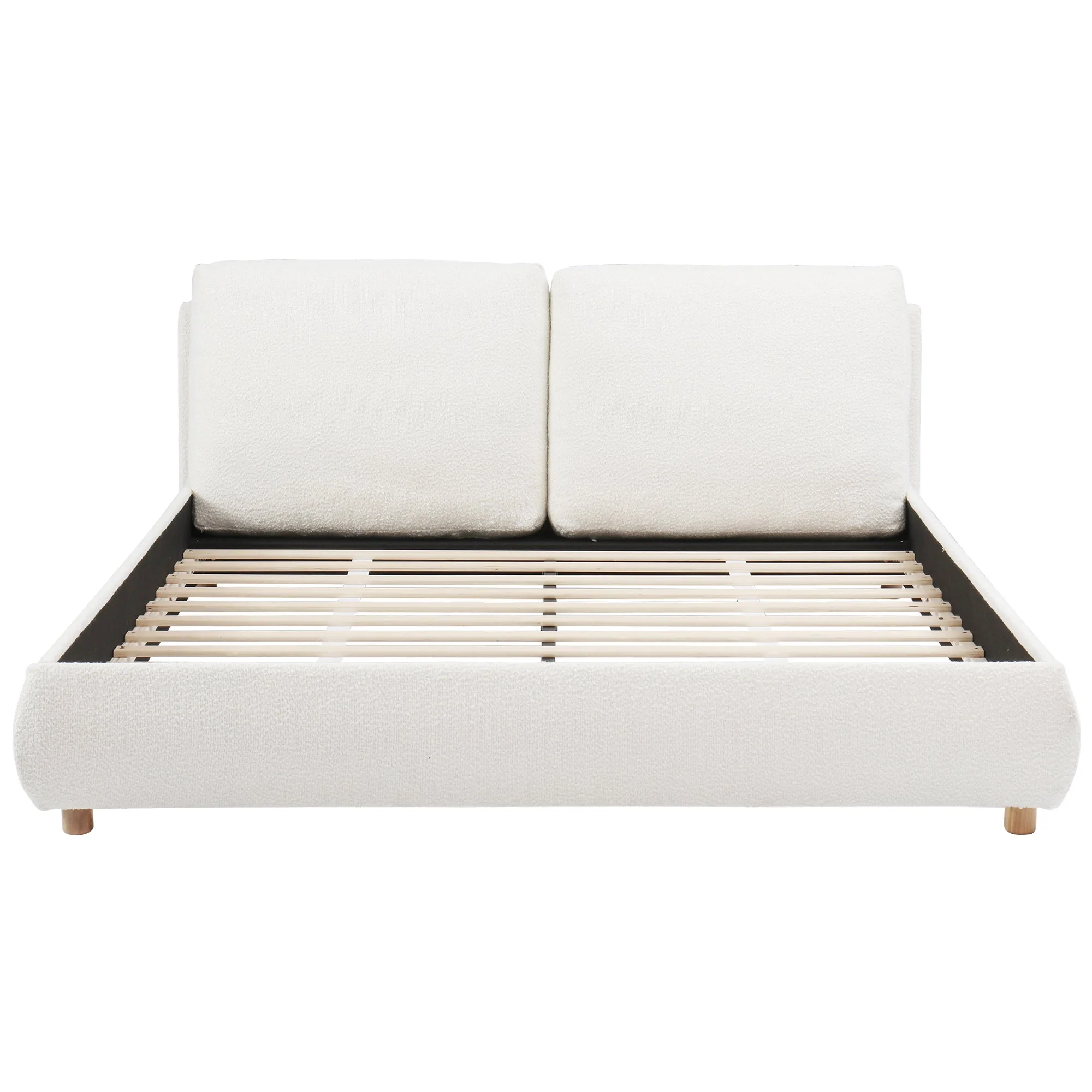 Queen Size Upholstered Platform Bed with Two Removable Pillow Headboard - Image 8