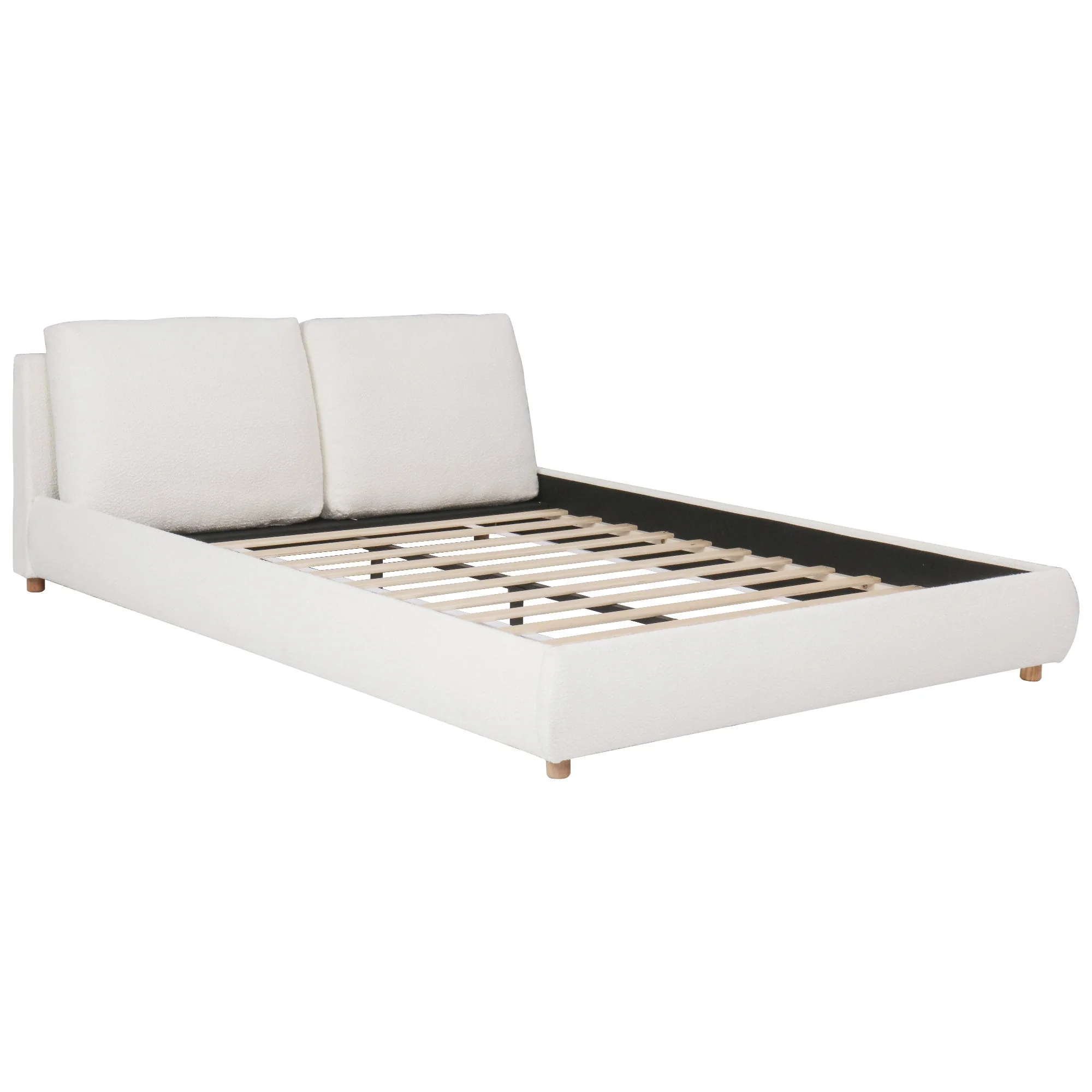 Queen Size Upholstered Platform Bed with Two Removable Pillow Headboard - Image 9