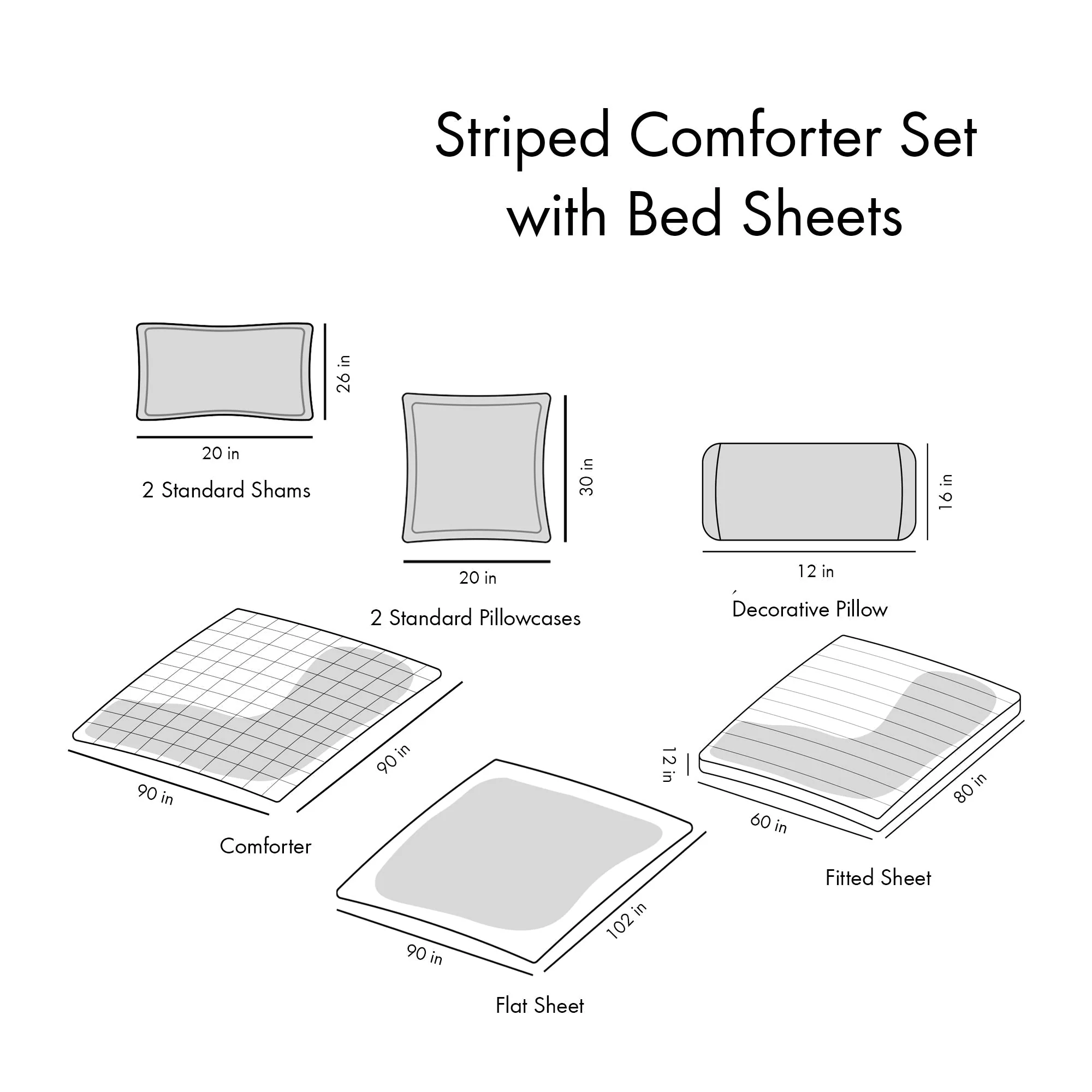 Queen Striped Comforter Set with Bed Sheets - Image 18