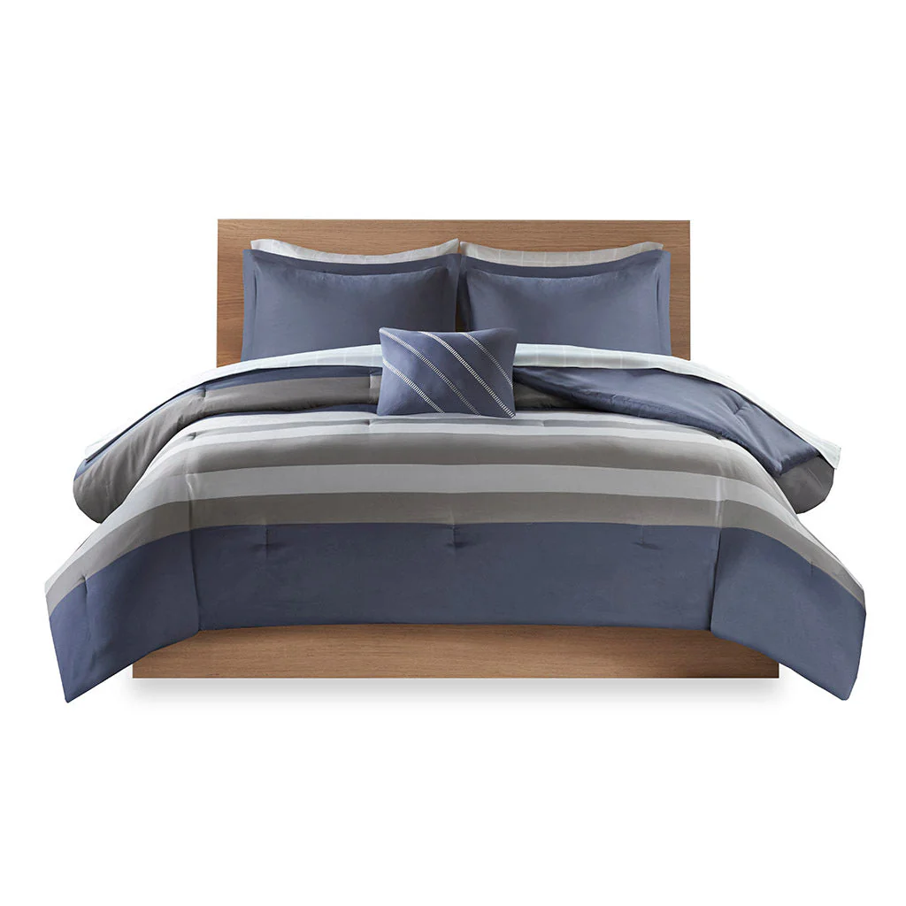 Queen Striped Comforter Set with Bed Sheets - Image 4