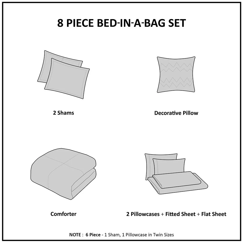 Queen Striped Comforter Set with Bed Sheets - Image 7