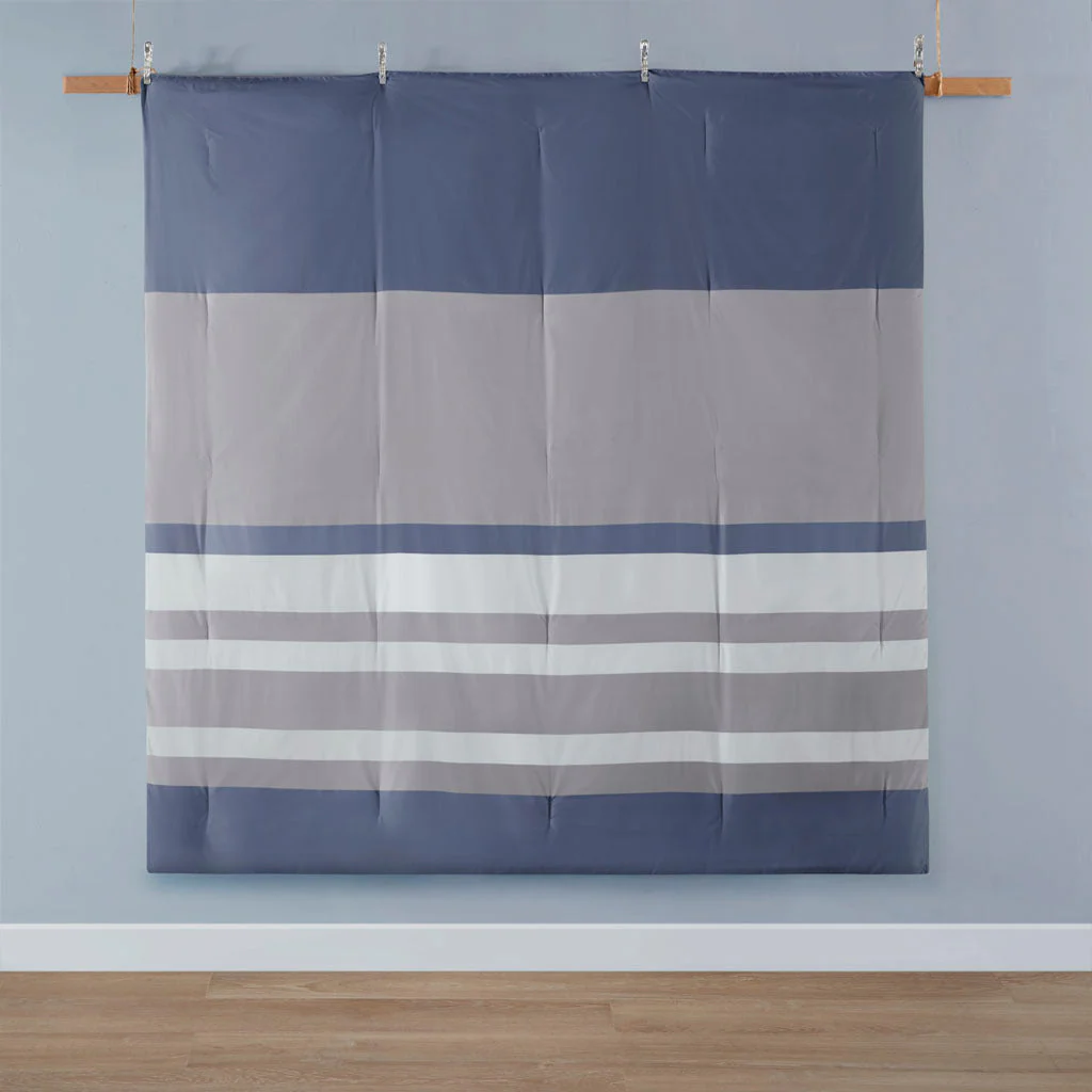 Queen Striped Comforter Set with Bed Sheets - Image 9
