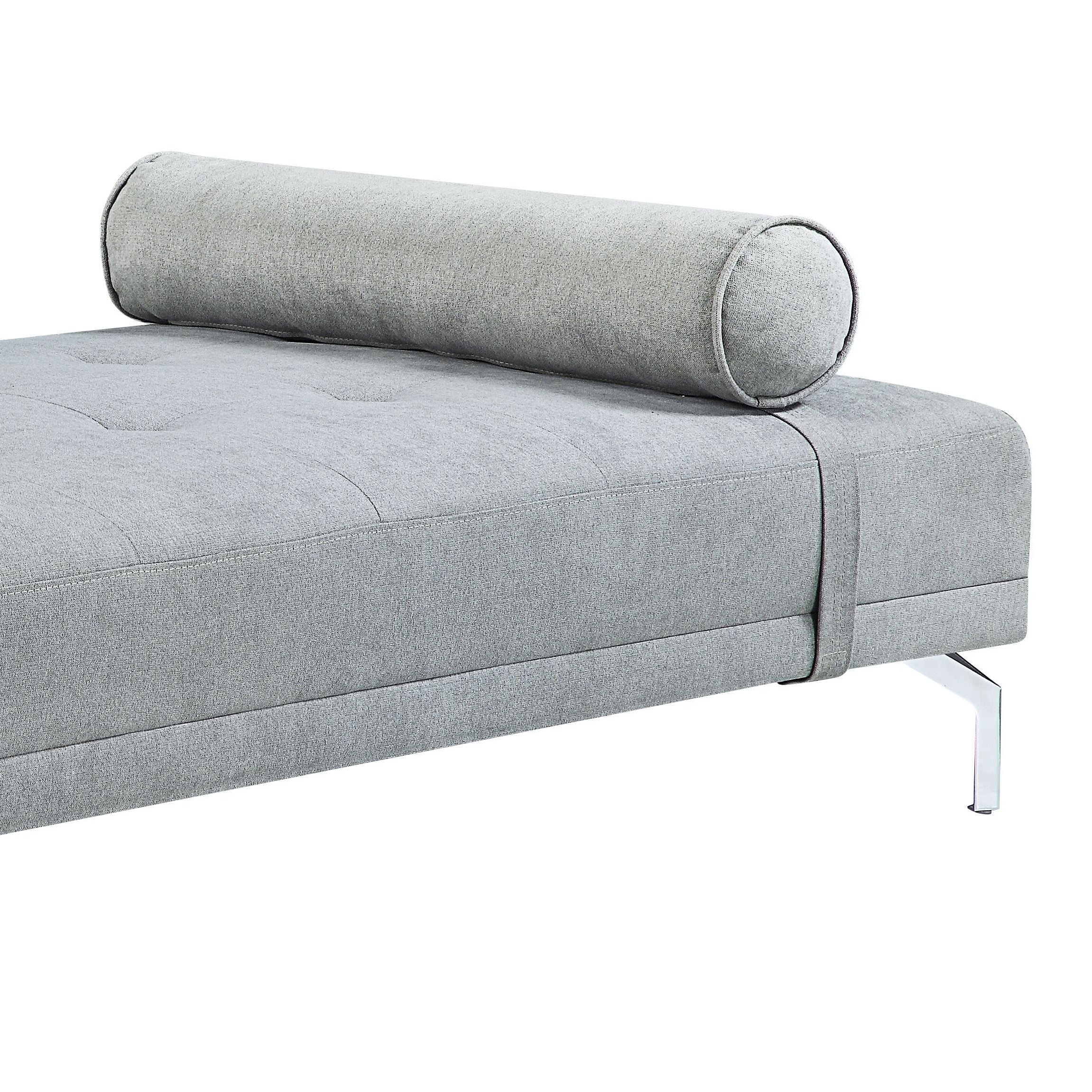 Quenti Gray Melange Velvet Sofa Bed with Pillow - Image 2