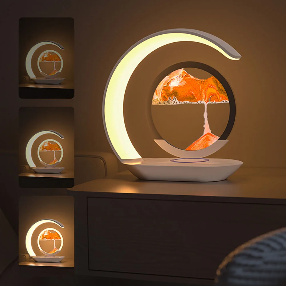 Quicksand Table Lamp USB Wireless Charging 3D Hourglass Desk Night Light - Image 10