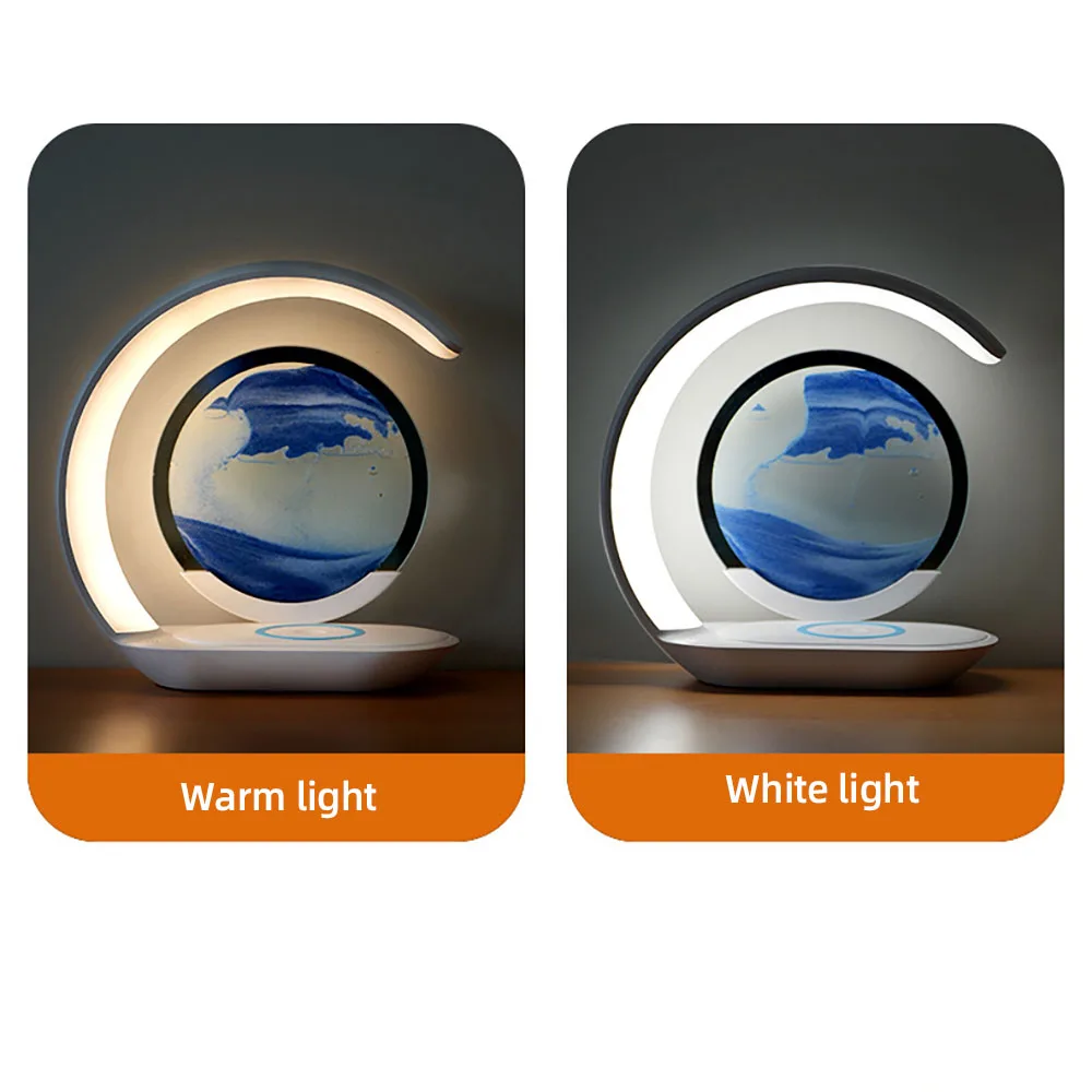 Quicksand Table Lamp USB Wireless Charging 3D Hourglass Desk Night Light - Image 5