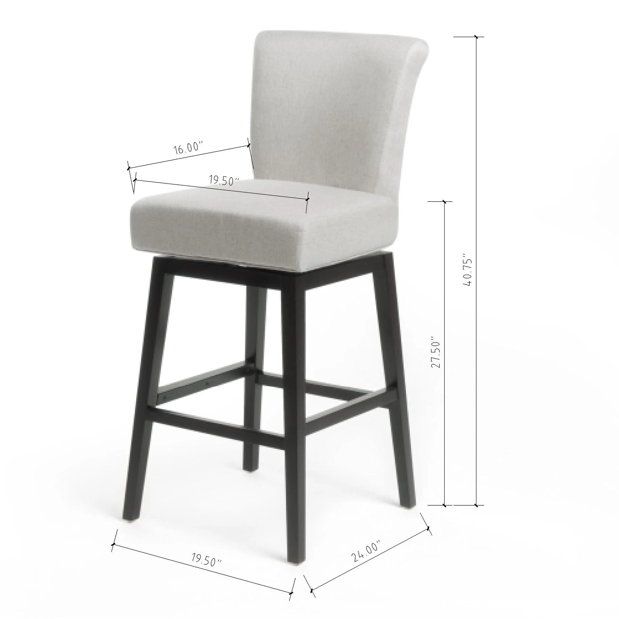 Quicksilvered Upholstered Swivel Counter Stool With Wood Legs - Beige - Image 4
