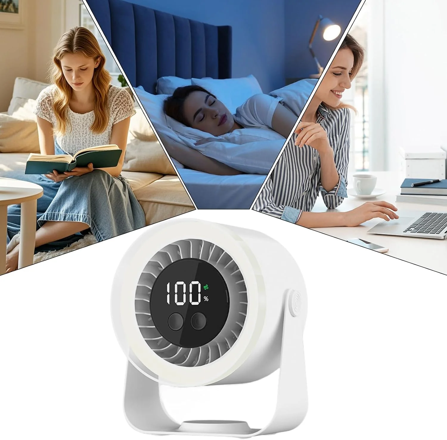 Quiet Desk Fan 10-Speed USB Rechargeable 3600mAh Portable - Image 12