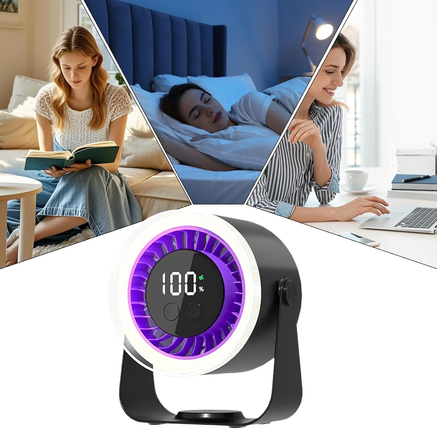 Quiet Desk Fan 10-Speed USB Rechargeable 3600mAh Portable - Image 18