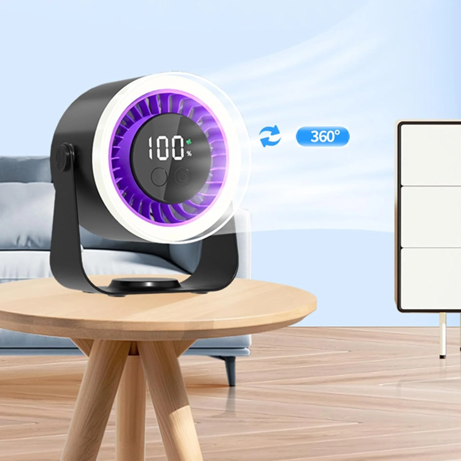 Quiet Desk Fan 10-Speed USB Rechargeable 3600mAh Portable - Image 22