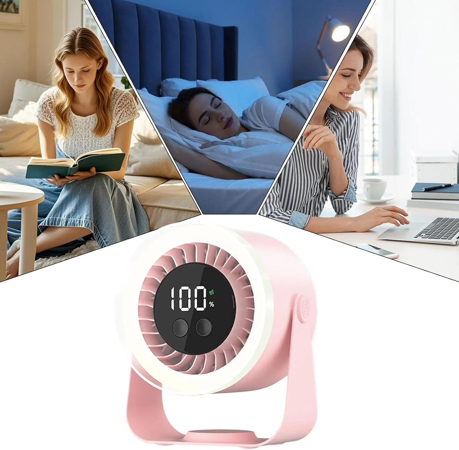 Quiet Desk Fan 10-Speed USB Rechargeable 3600mAh Portable - Image 5