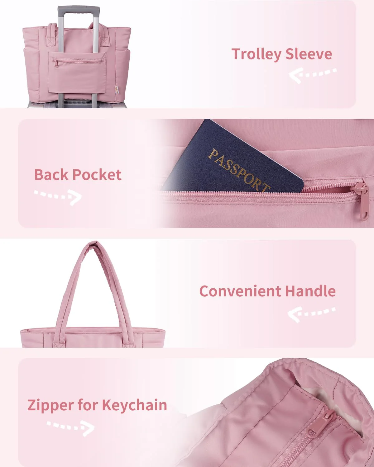 Quilted Puffer Tote Bag with Laptop Sleeve & Cup Holder 20L Travel Work - Image 15
