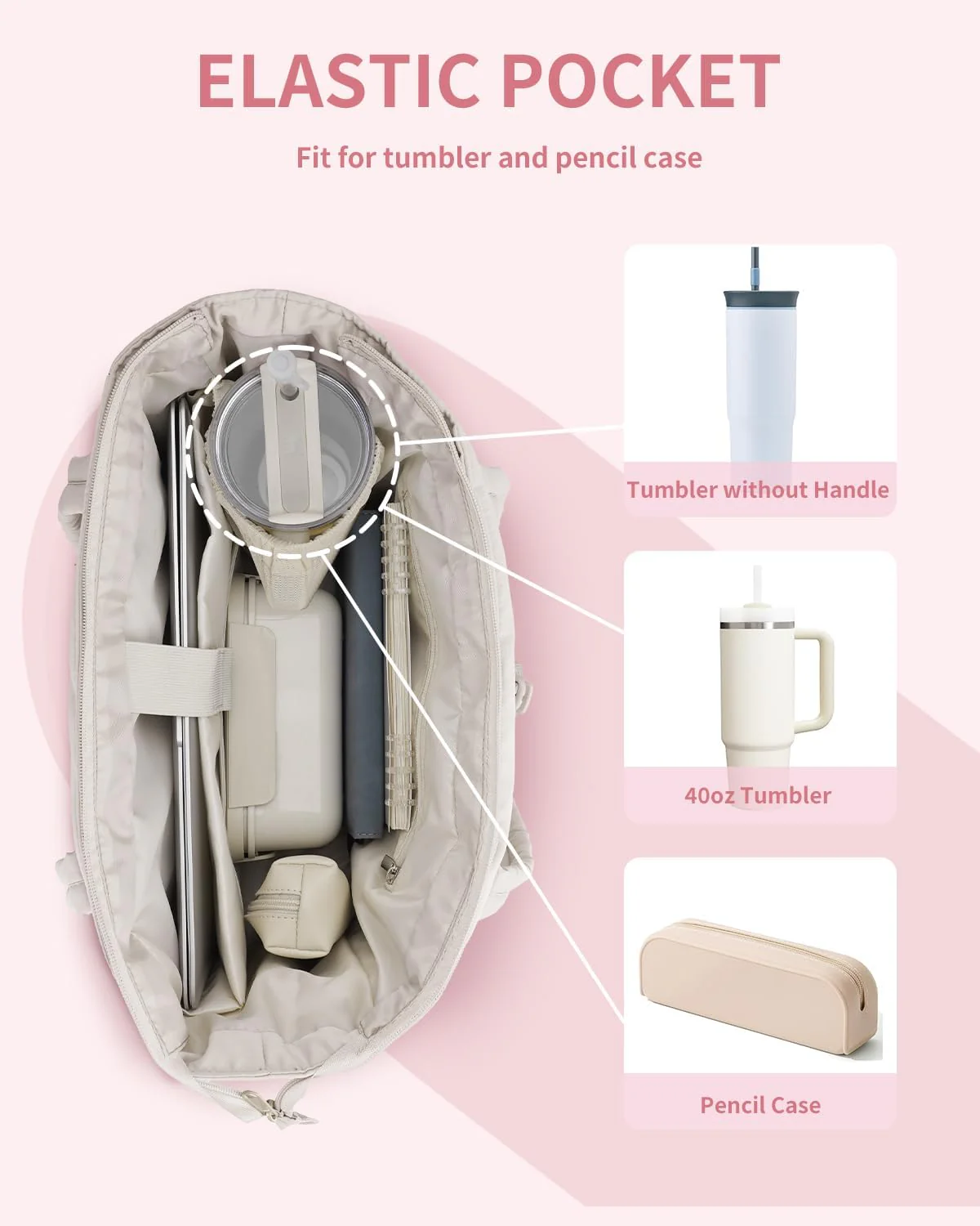 Quilted Puffer Tote Bag with Laptop Sleeve & Cup Holder 20L Travel Work - Image 2