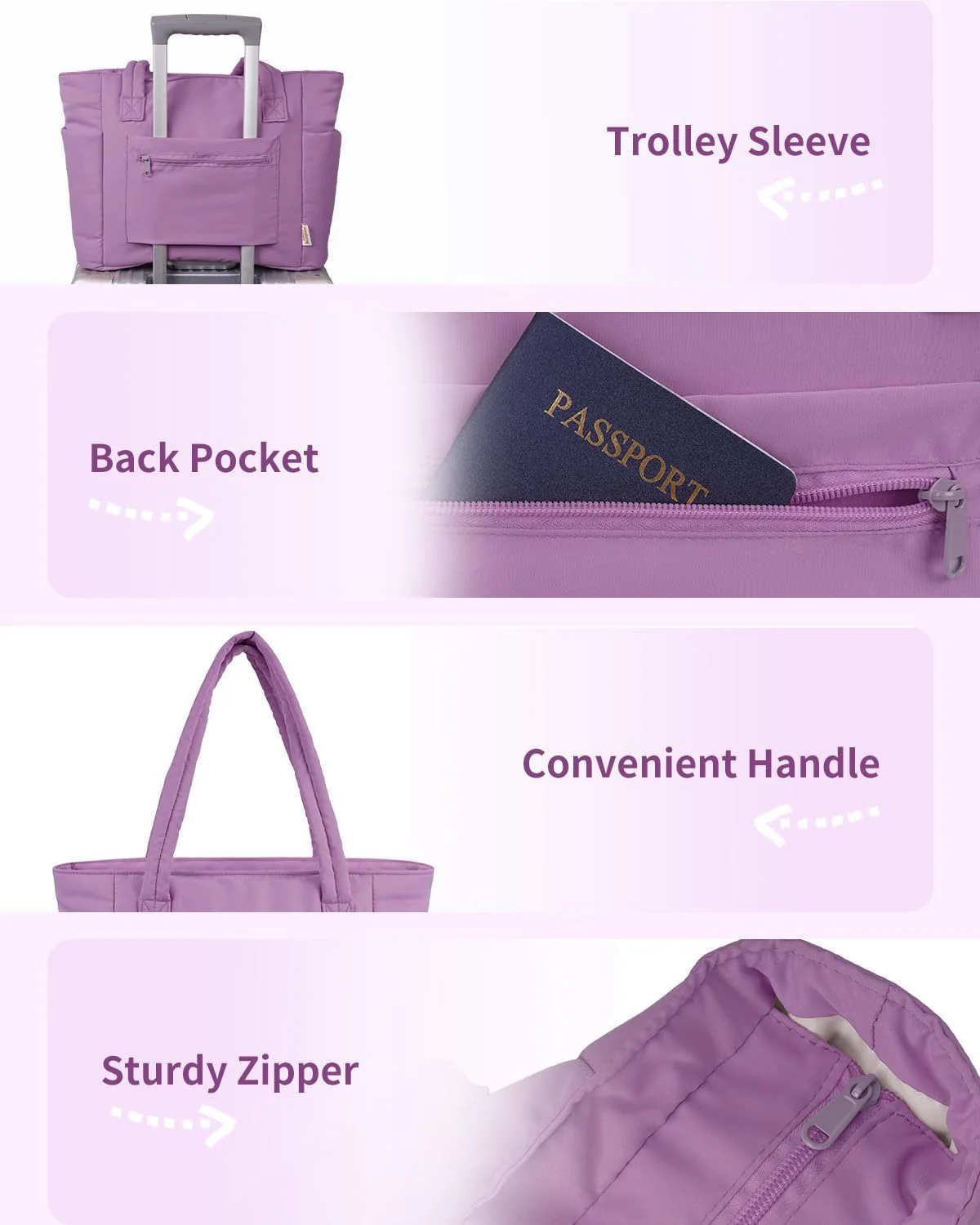 Quilted Puffer Tote Bag with Laptop Sleeve & Cup Holder 20L Travel Work - Image 39