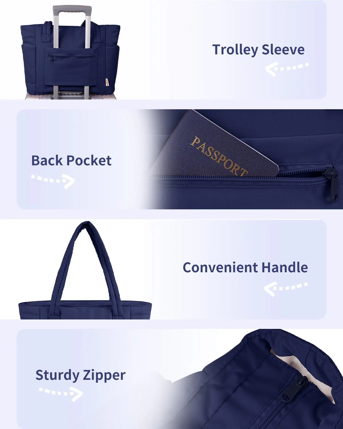 Quilted Puffer Tote Bag with Laptop Sleeve & Cup Holder 20L Travel Work - Image 55