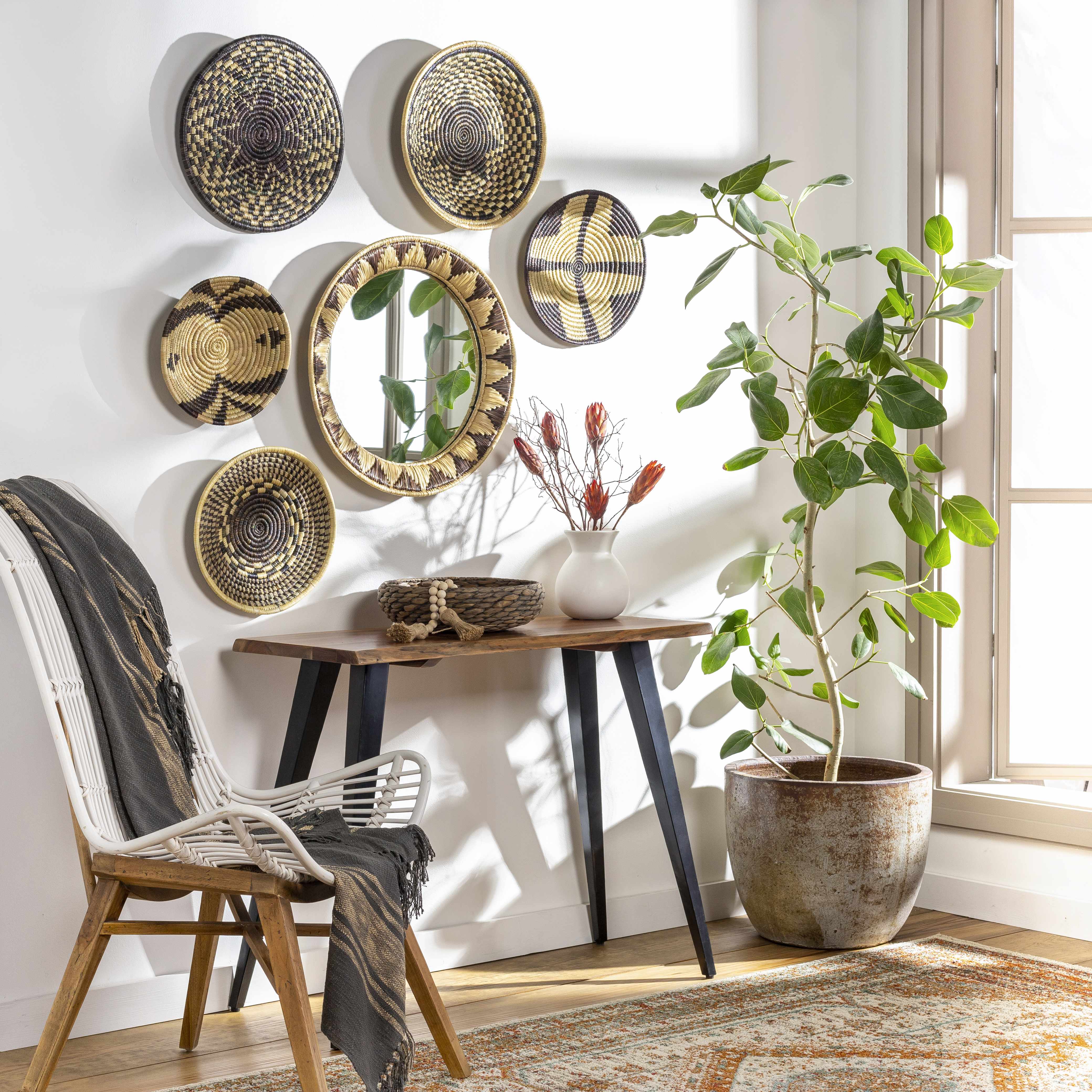 Quinipot Natural Woven Circular Moonj Grass Tapestry - Image 3
