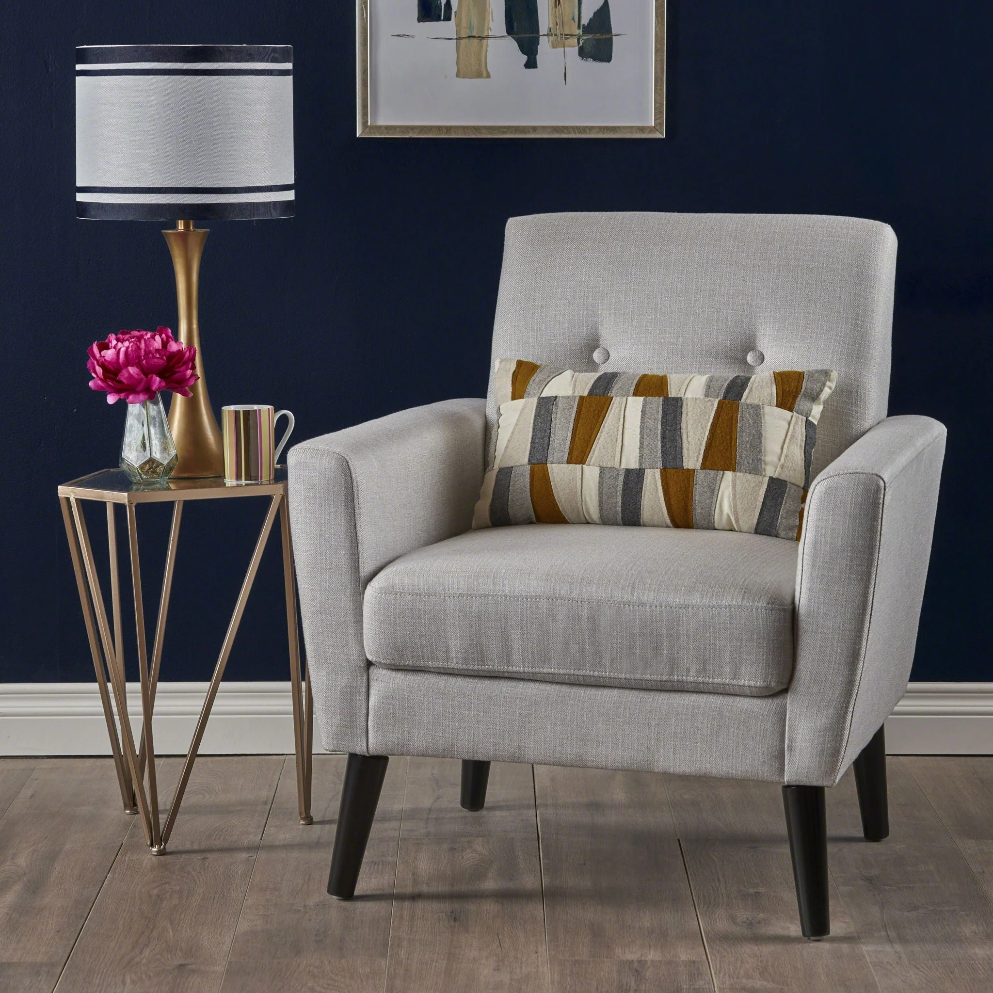 Radiantize Upholstered Fabric Club Chair With Square-Off Back And Button Tufted - Image 3