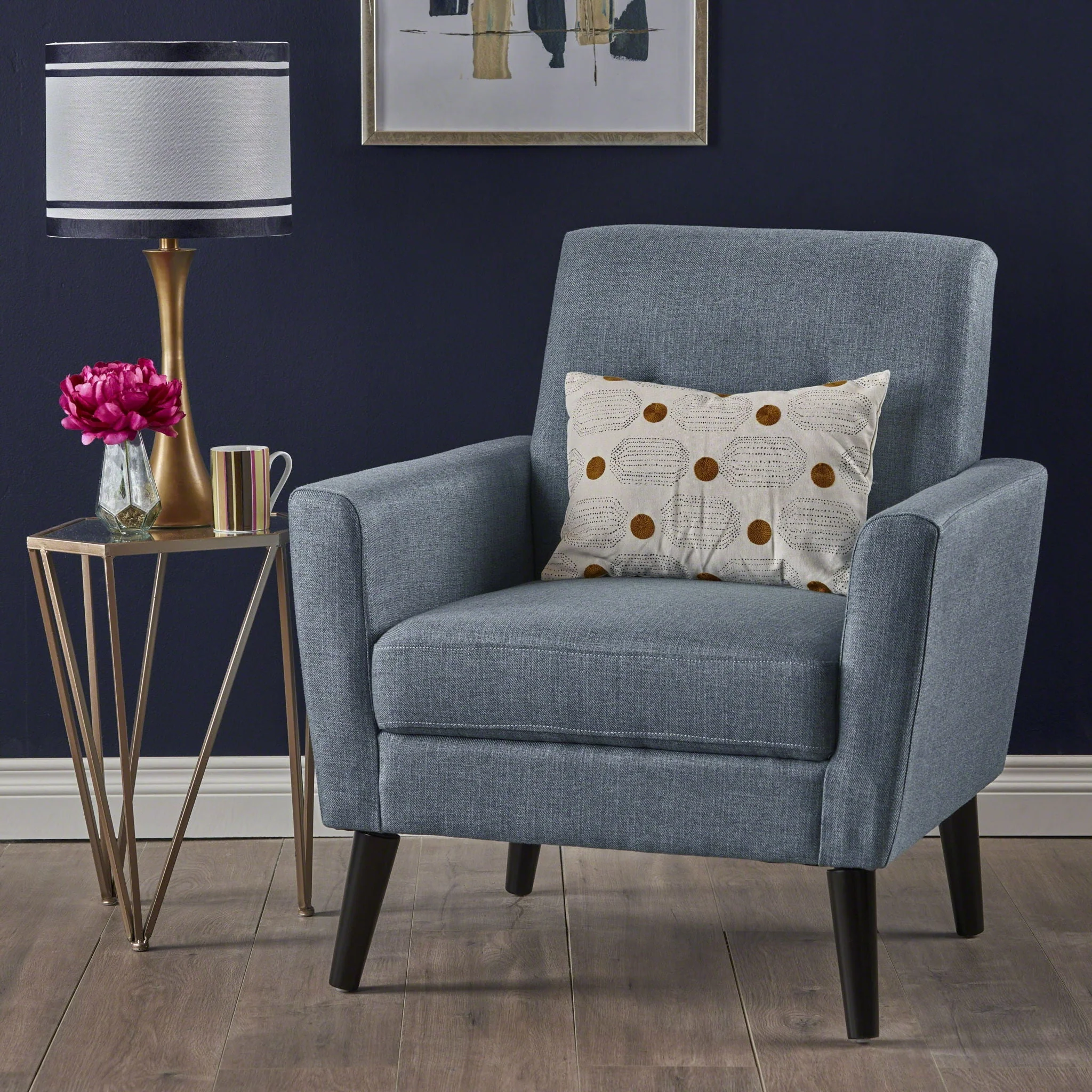 Radiantize Upholstered Fabric Club Chair With Square-Off Back And Button Tufted - Image 6