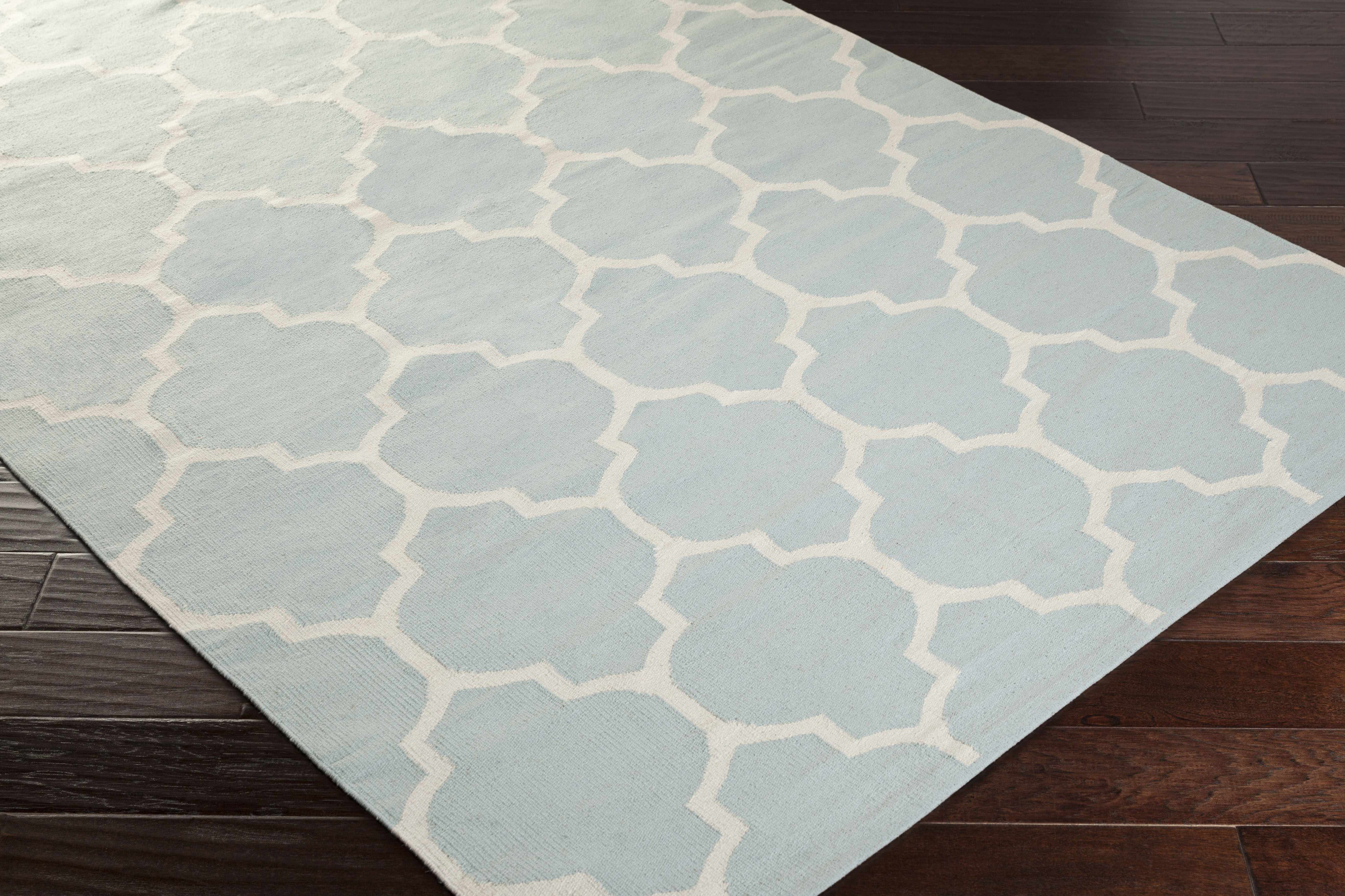 Ragan Ice Blue Trellis Cotton Rug - Clearance - Image 3